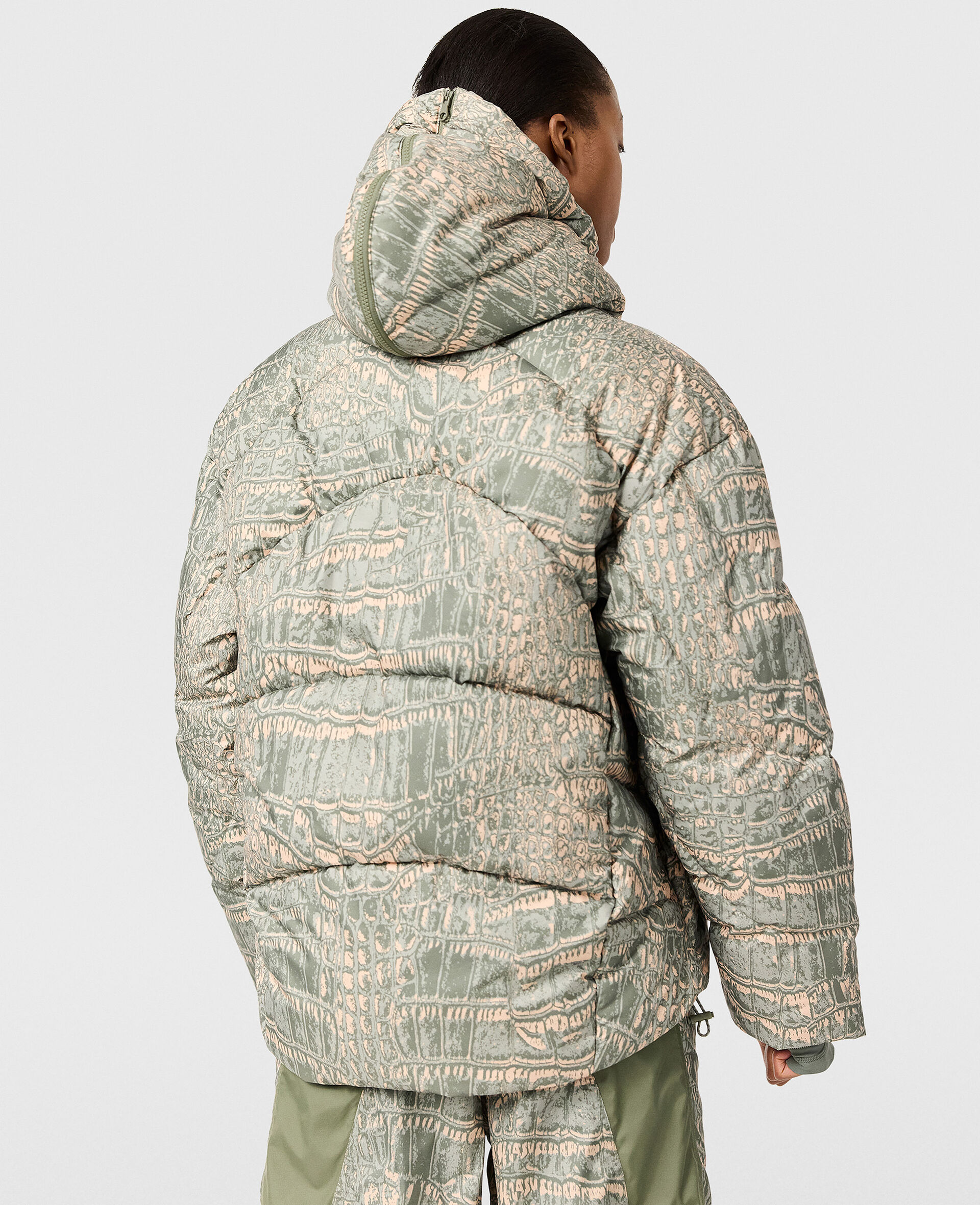 TrueNature Graphic Print Padded Hooded Jacket-Beige-large image number 4
