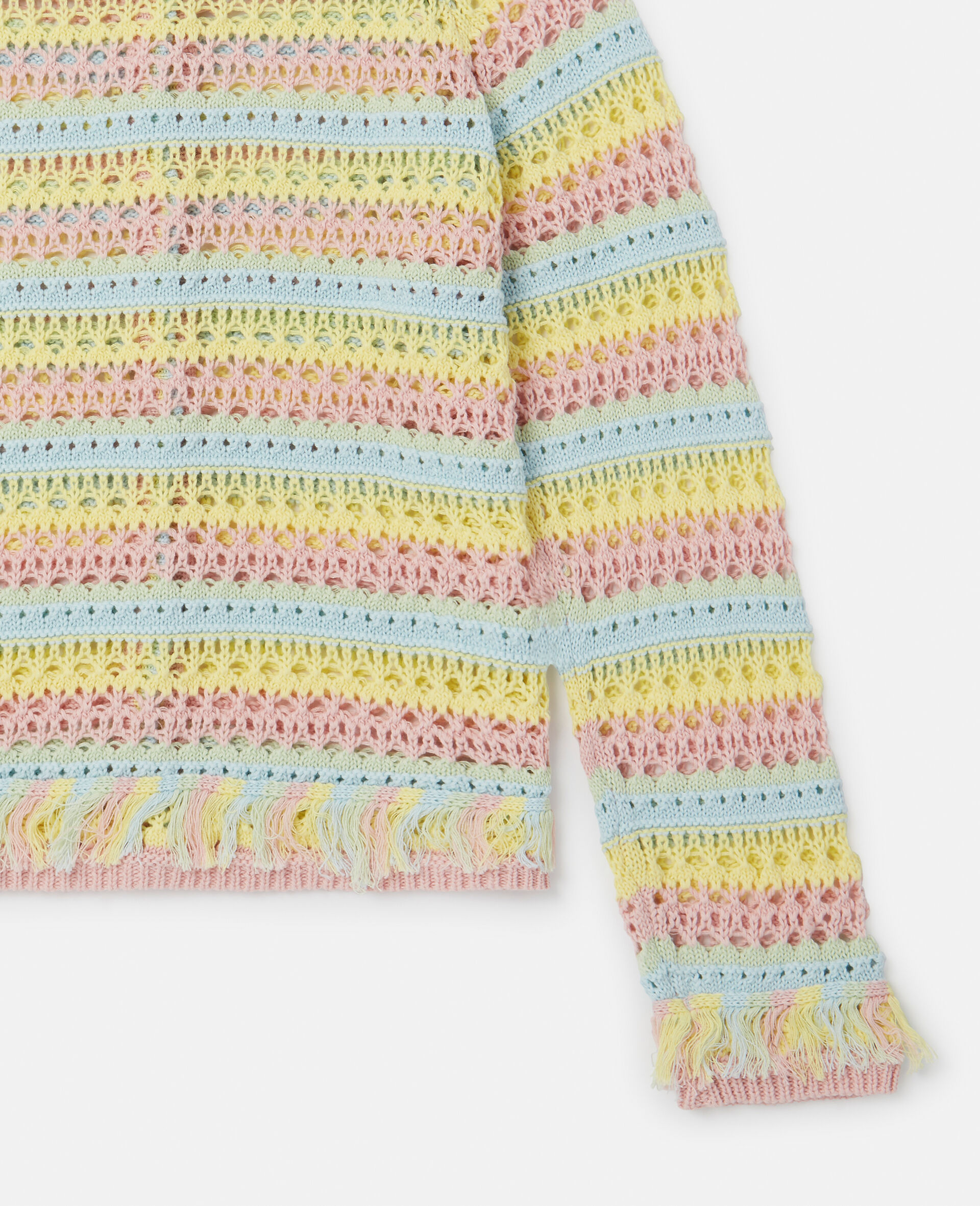Pastel Rainbow Stripe Crochet Cardigan-Multicolour-large image number 3