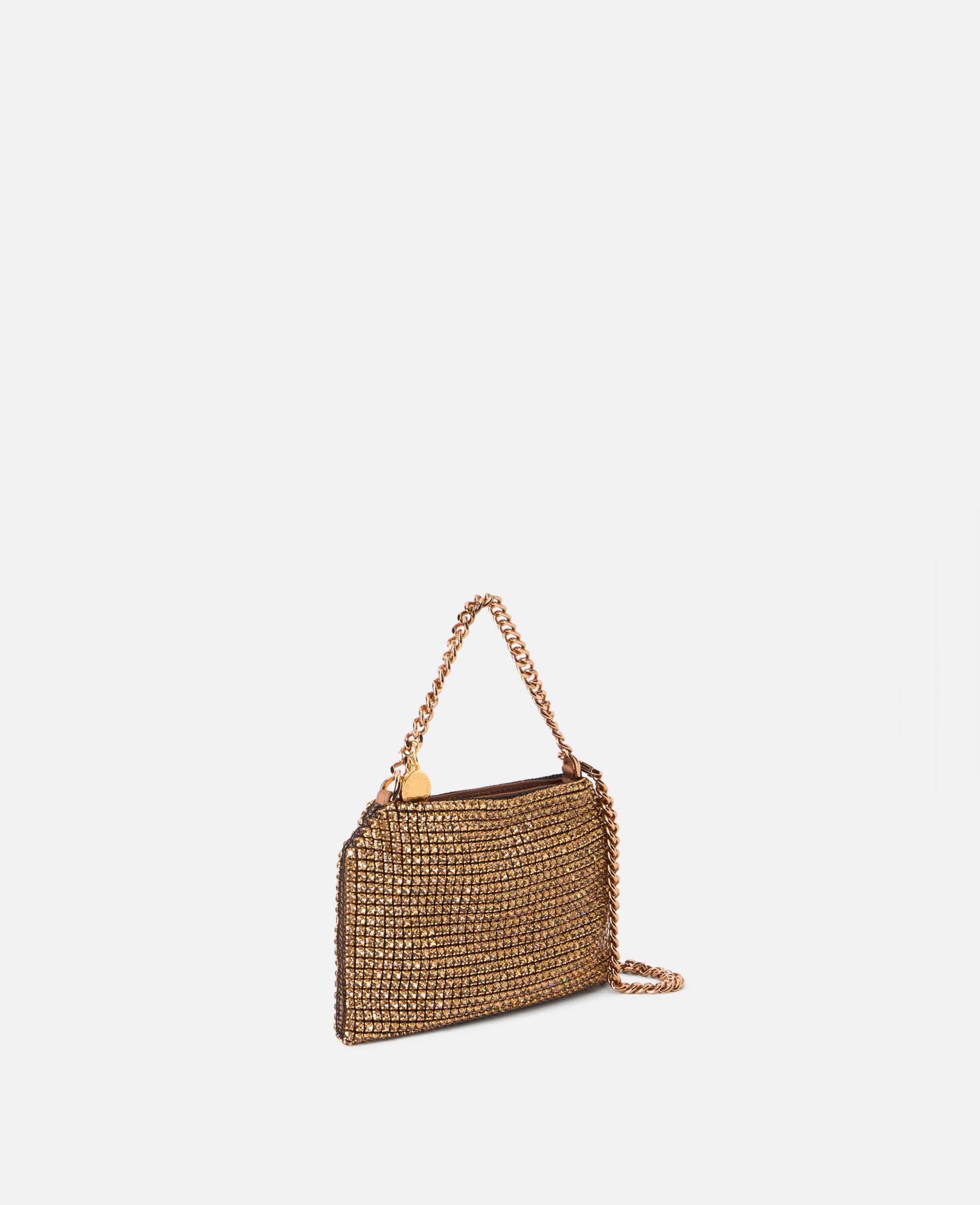 Women Metallic brown Falabella Crystal Mesh Shoulder Bag