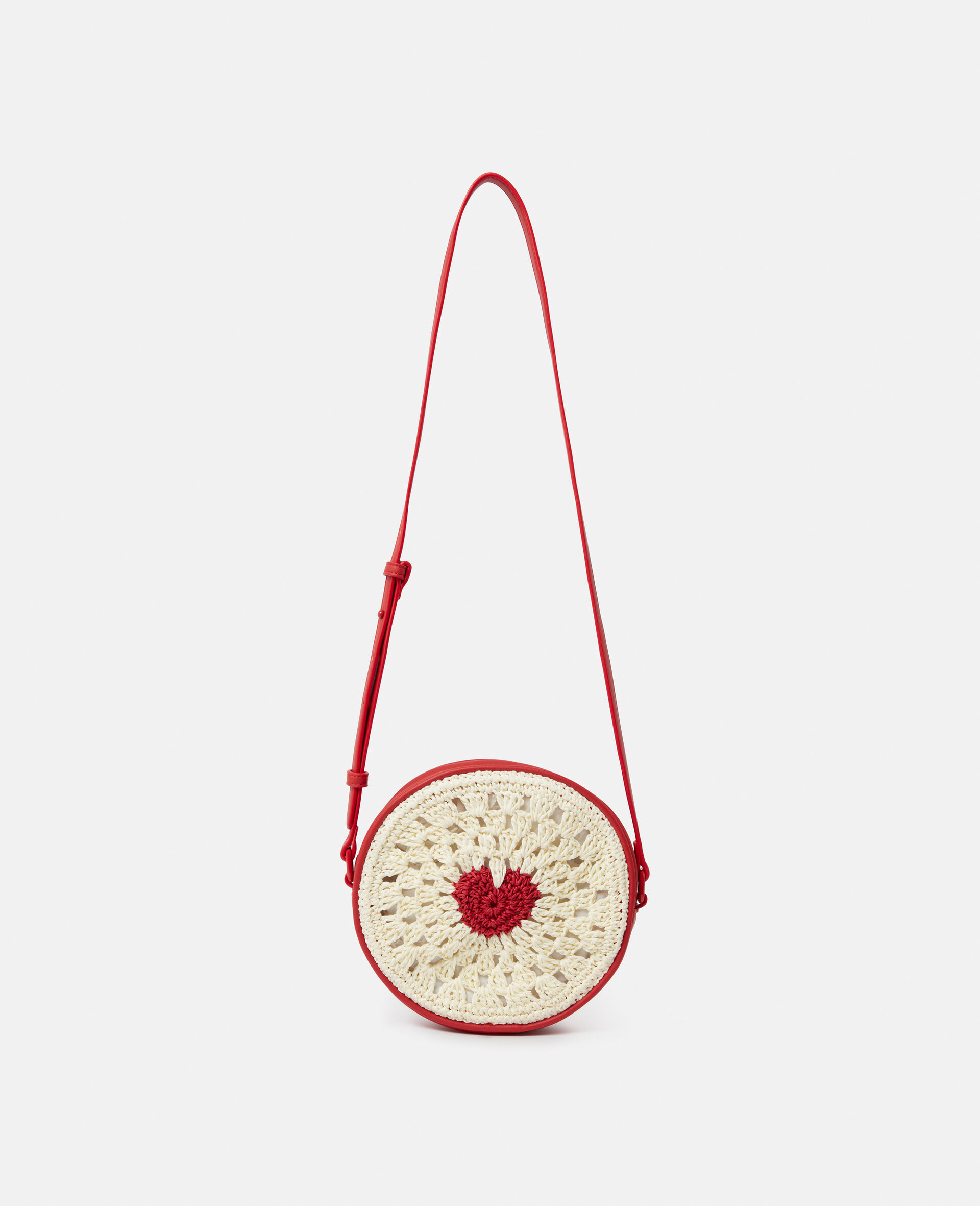 Heart Raffia Crossbody Bag-Beige-medium