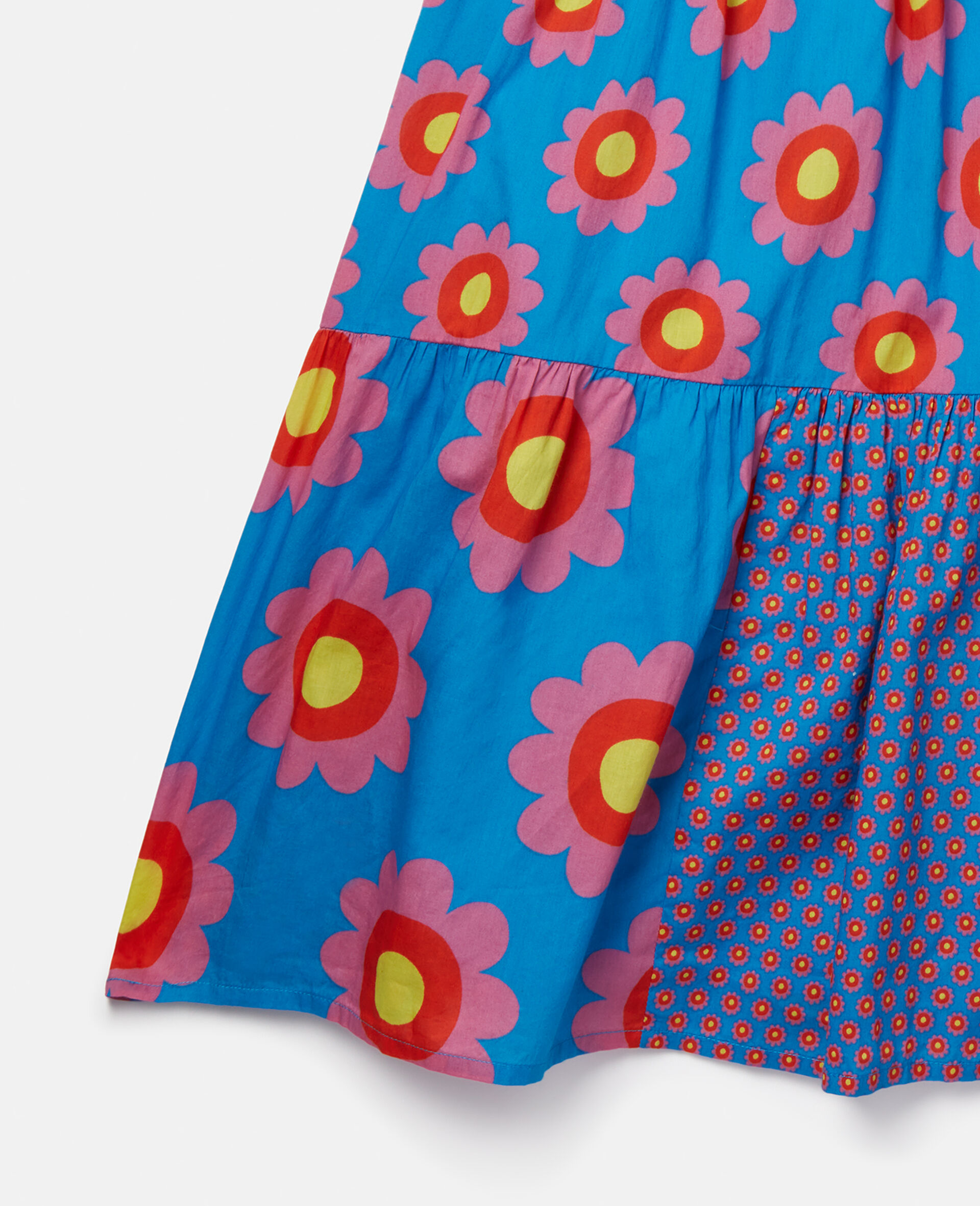 Graphic Flower Print Patchwork Dress-Blue-large image number 3