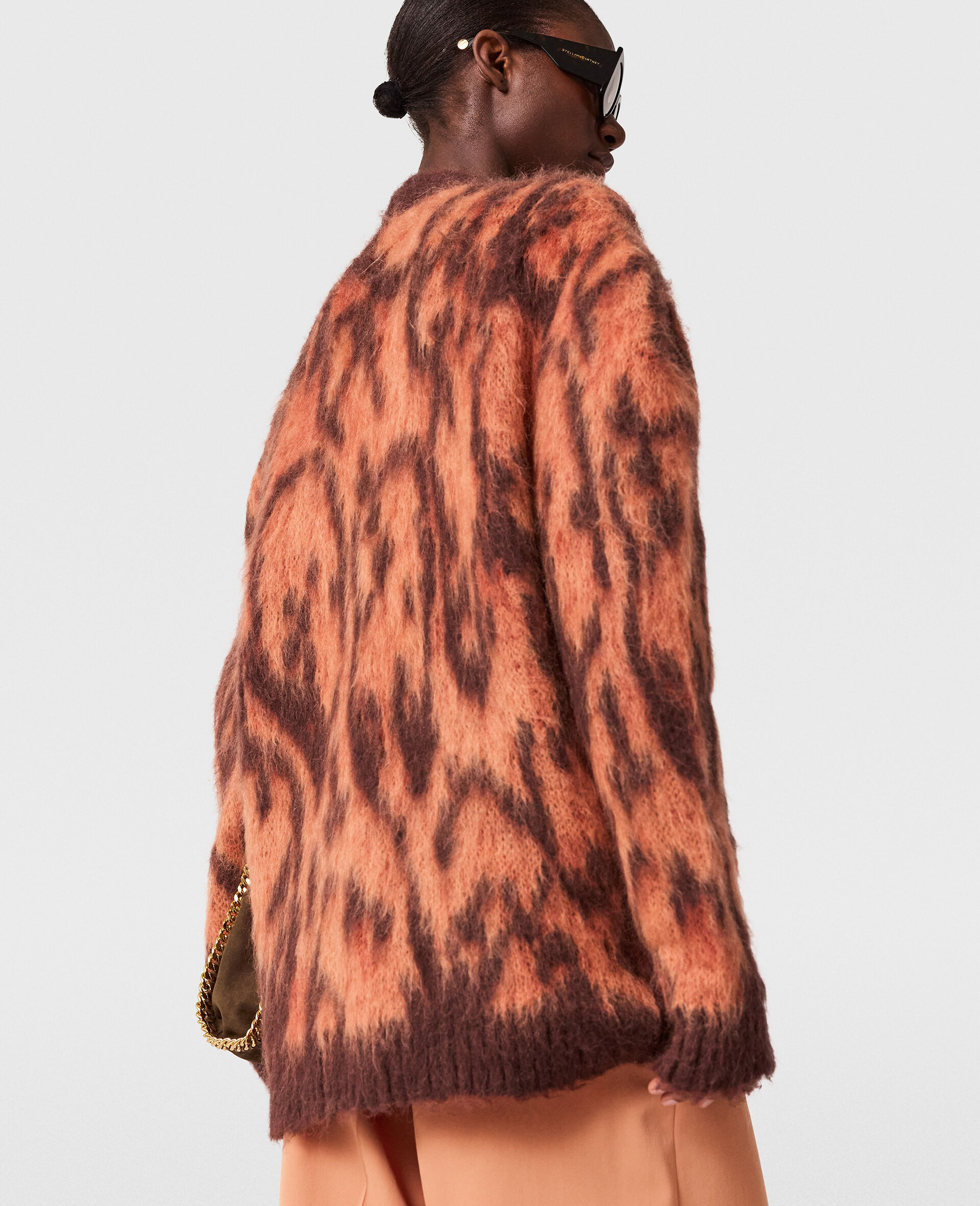 Cloud Leopard V-Neck Cardigan-Brown-large image number 3