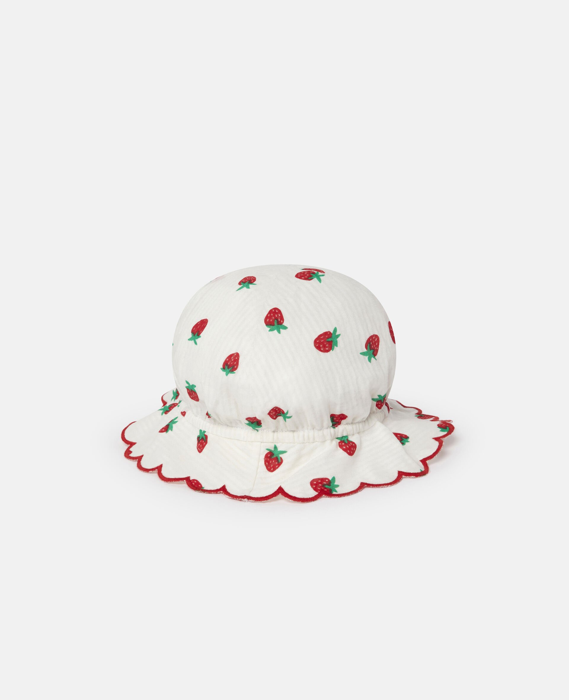 Strawberry Print Cotton Jacquard Hat-White-large image number 2