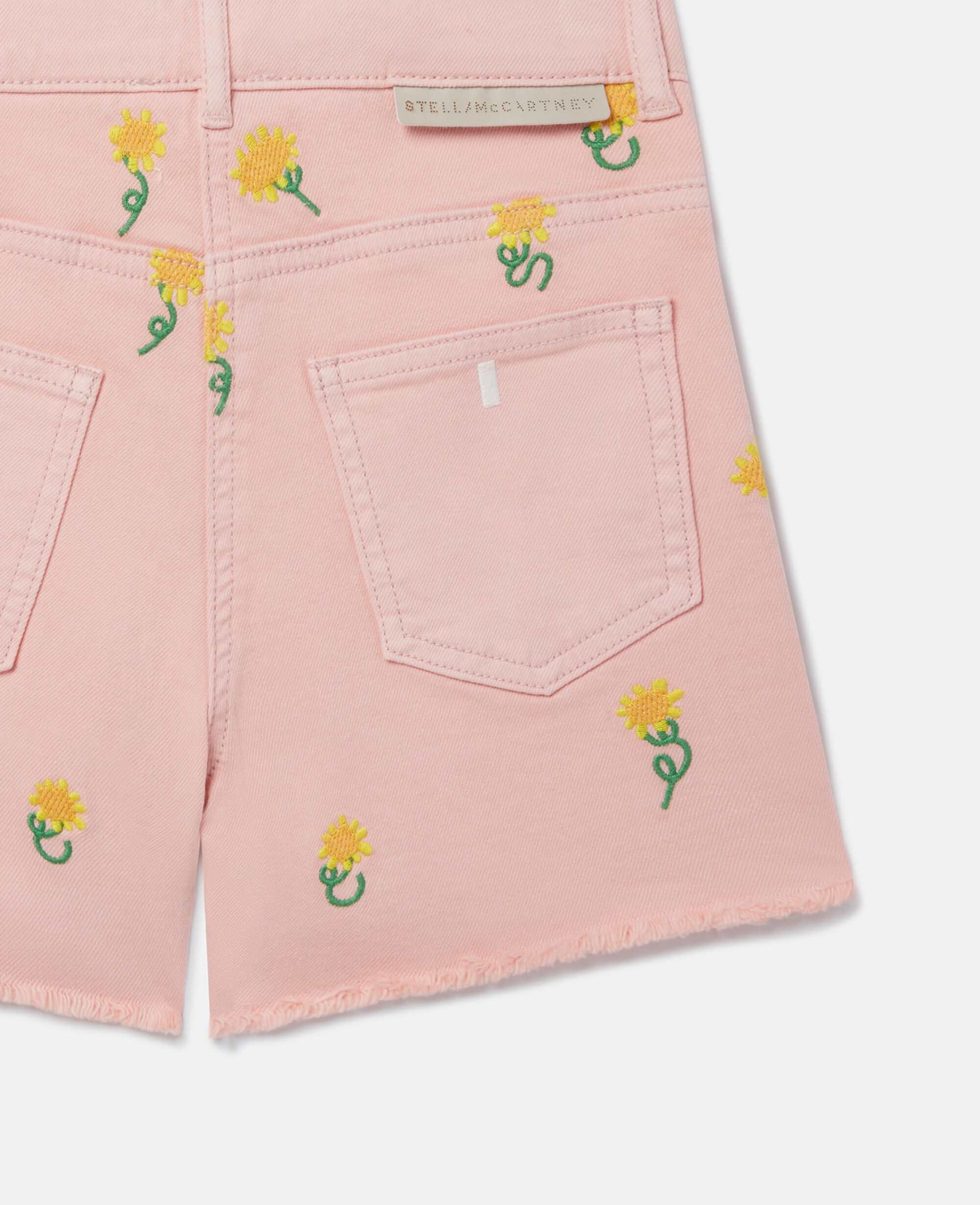 Women Pink Sunflower Print Denim Shorts Stella McCartney US