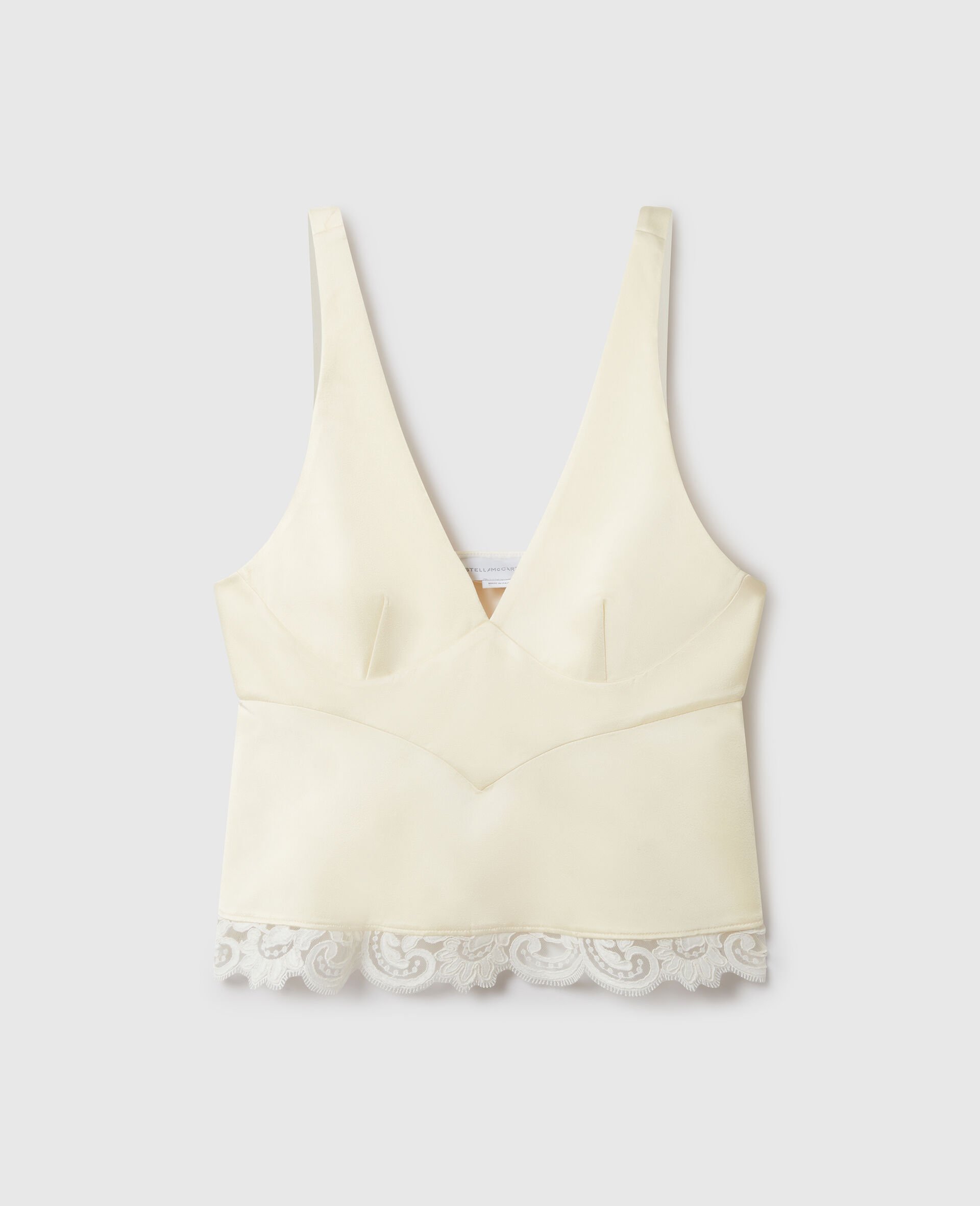 Lace-Trim V-Neck Top-Yellow-medium