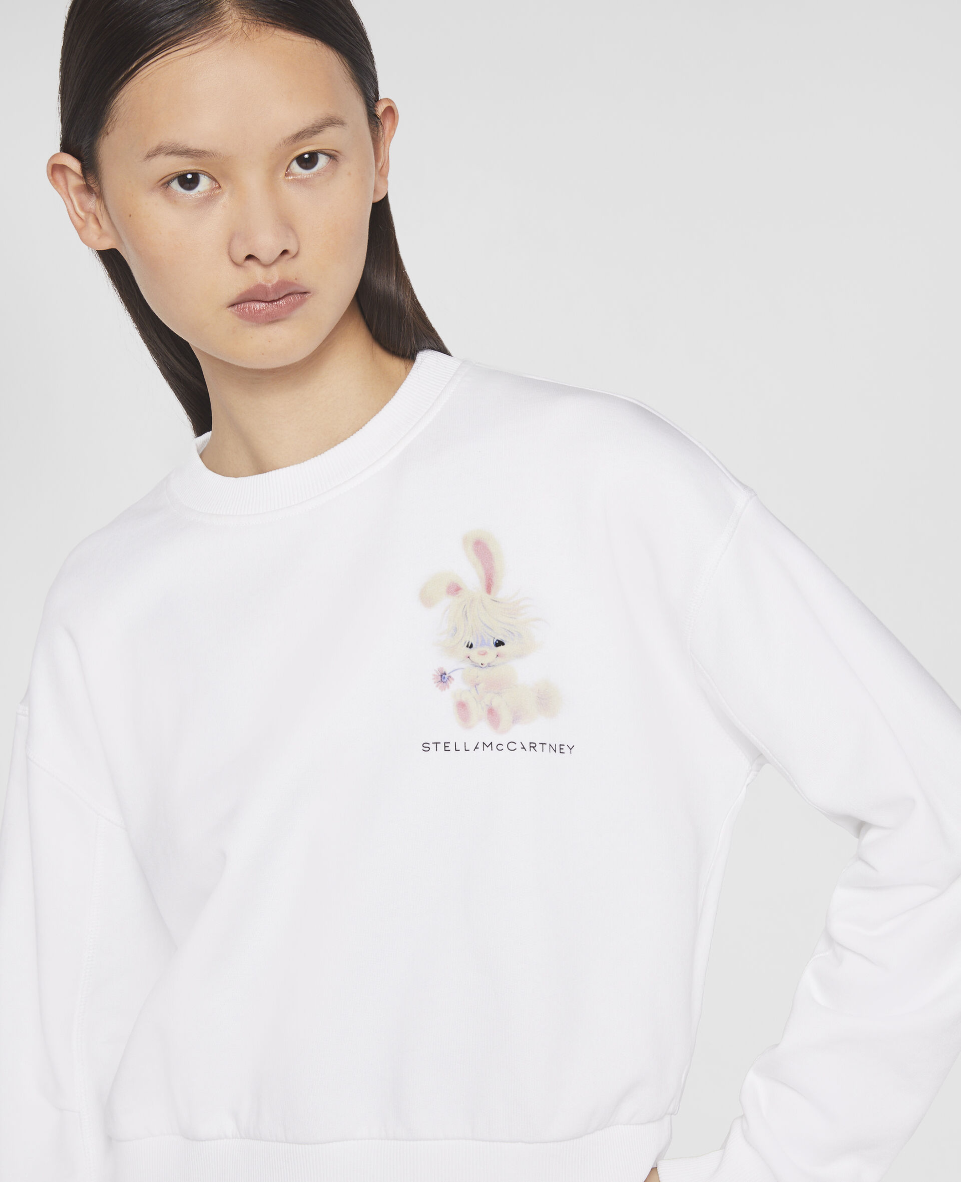 Lunar New Year Rabbit Motif Sweatshirt-White-large image number 3