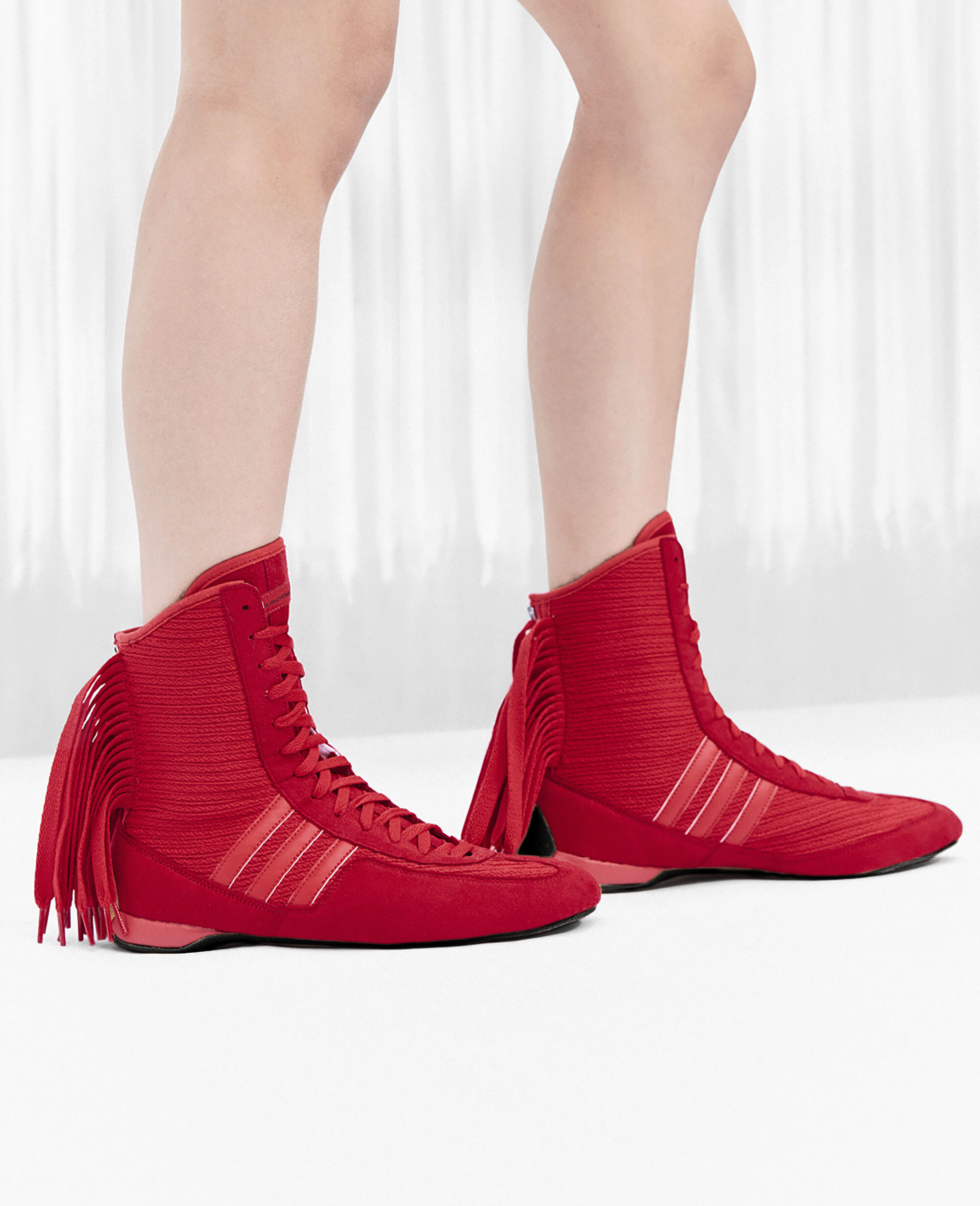 Women Red Rasant Fringe High-Top Trainers | Stella McCartney GB
