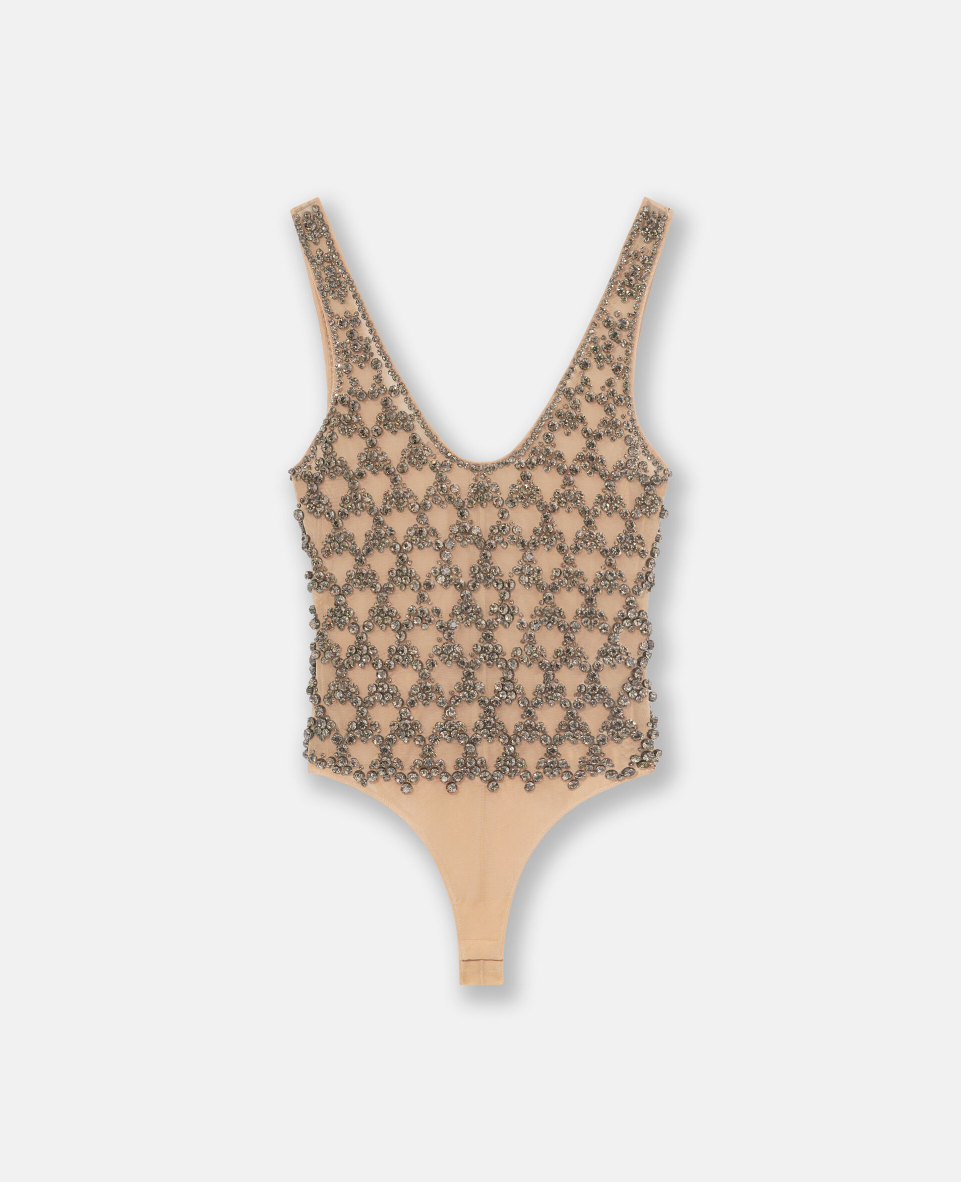 Sleeveless Crystal Cage Bodysuit-Silver-large image number 0
