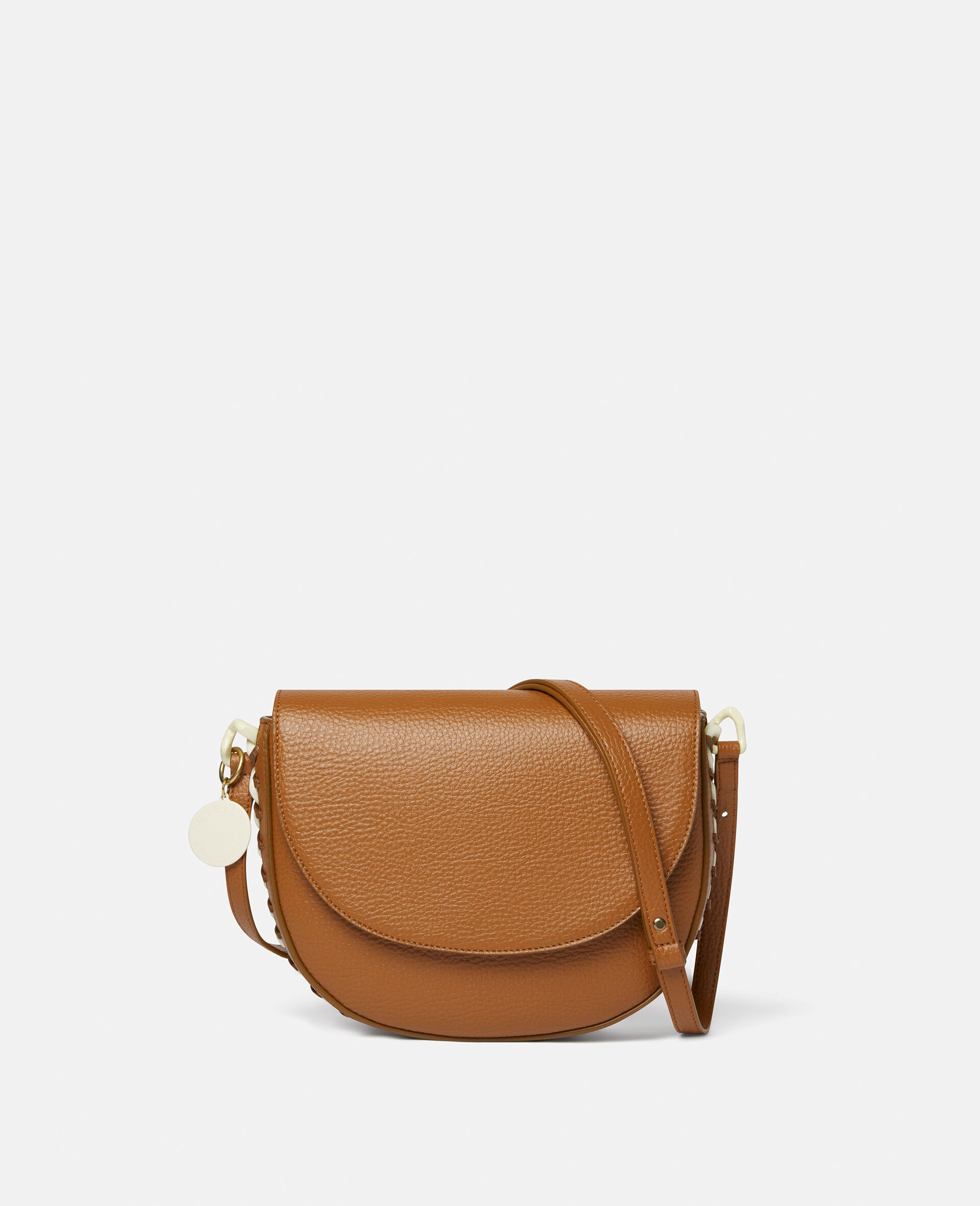 Women Tan Frayme Medium Grainy Alter Mat Flap Shoulder Bag Stella