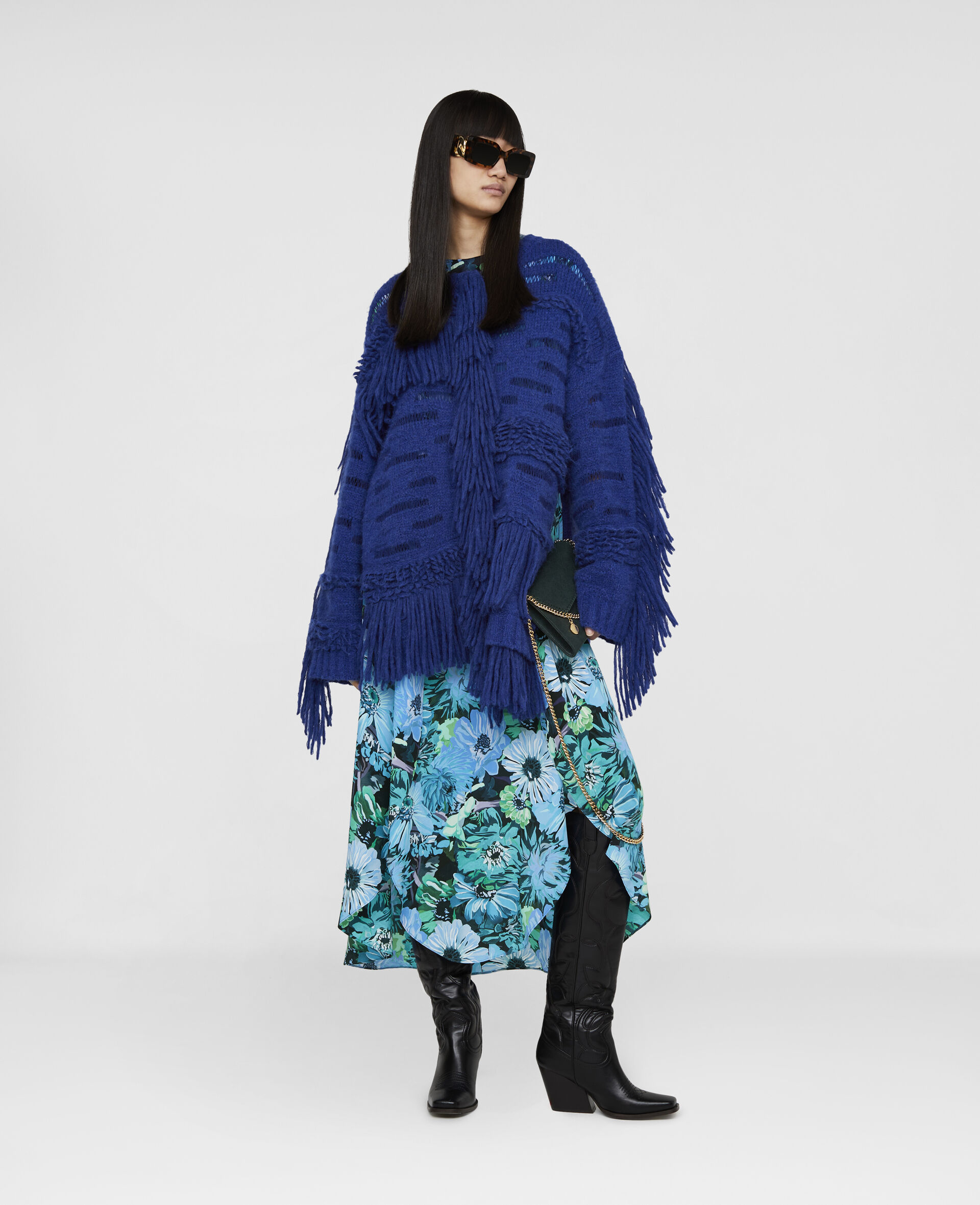 Pull en maille de laine texturee-Bleu-large image number 1