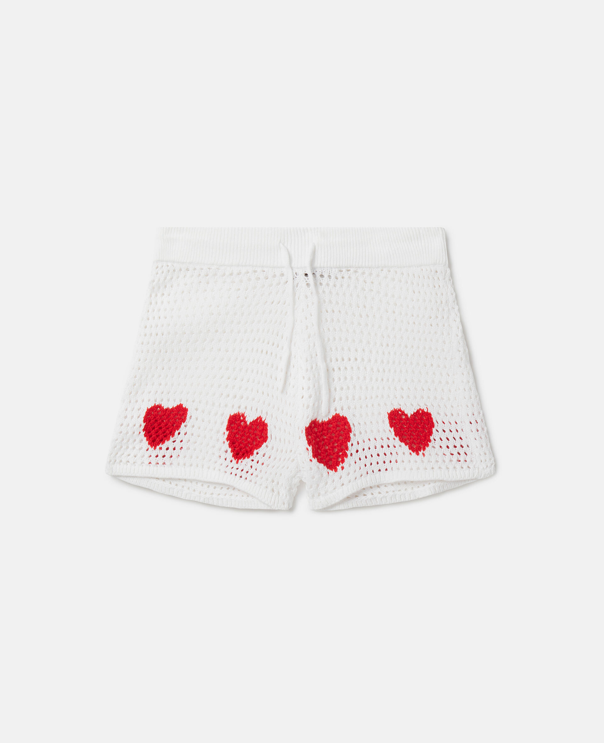 Heart Crocheted Shorts-White-medium