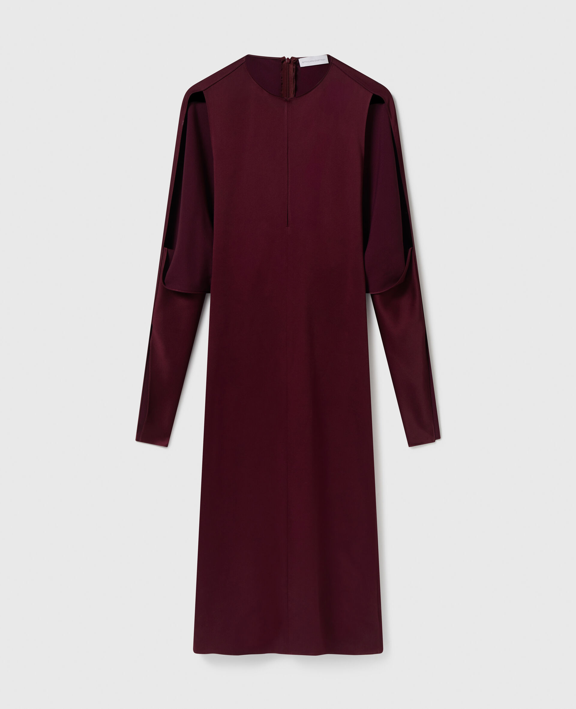 Robe midi en satin a manches capes et decoupes-Rouge-medium Robe midi en satin a manches capes et decoupes-Rouge-medium