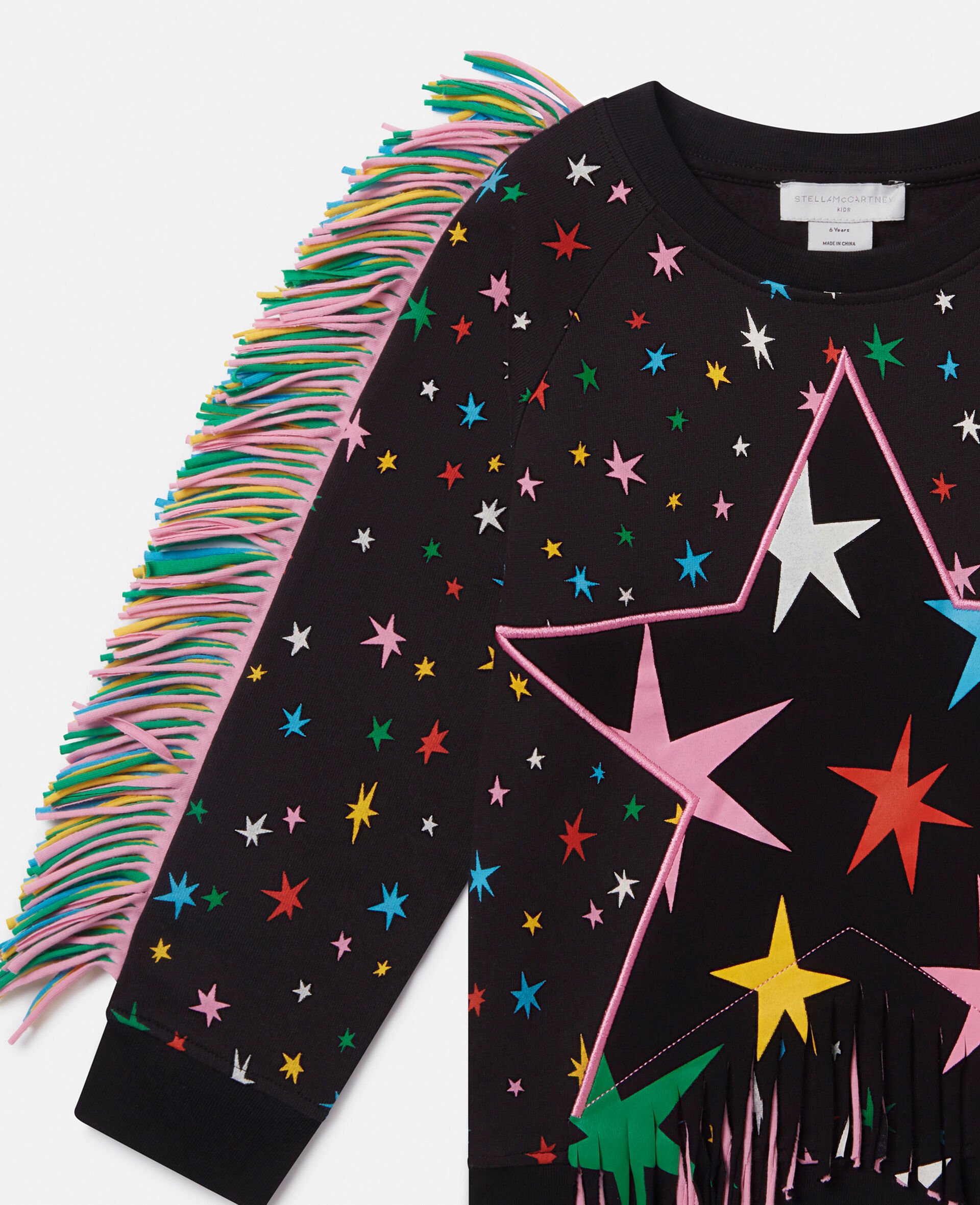 Star Pattern Fringe Sweatshirt-Multicolour-large Star Pattern Fringe Sweatshirt-Multicolour-large image number 1
