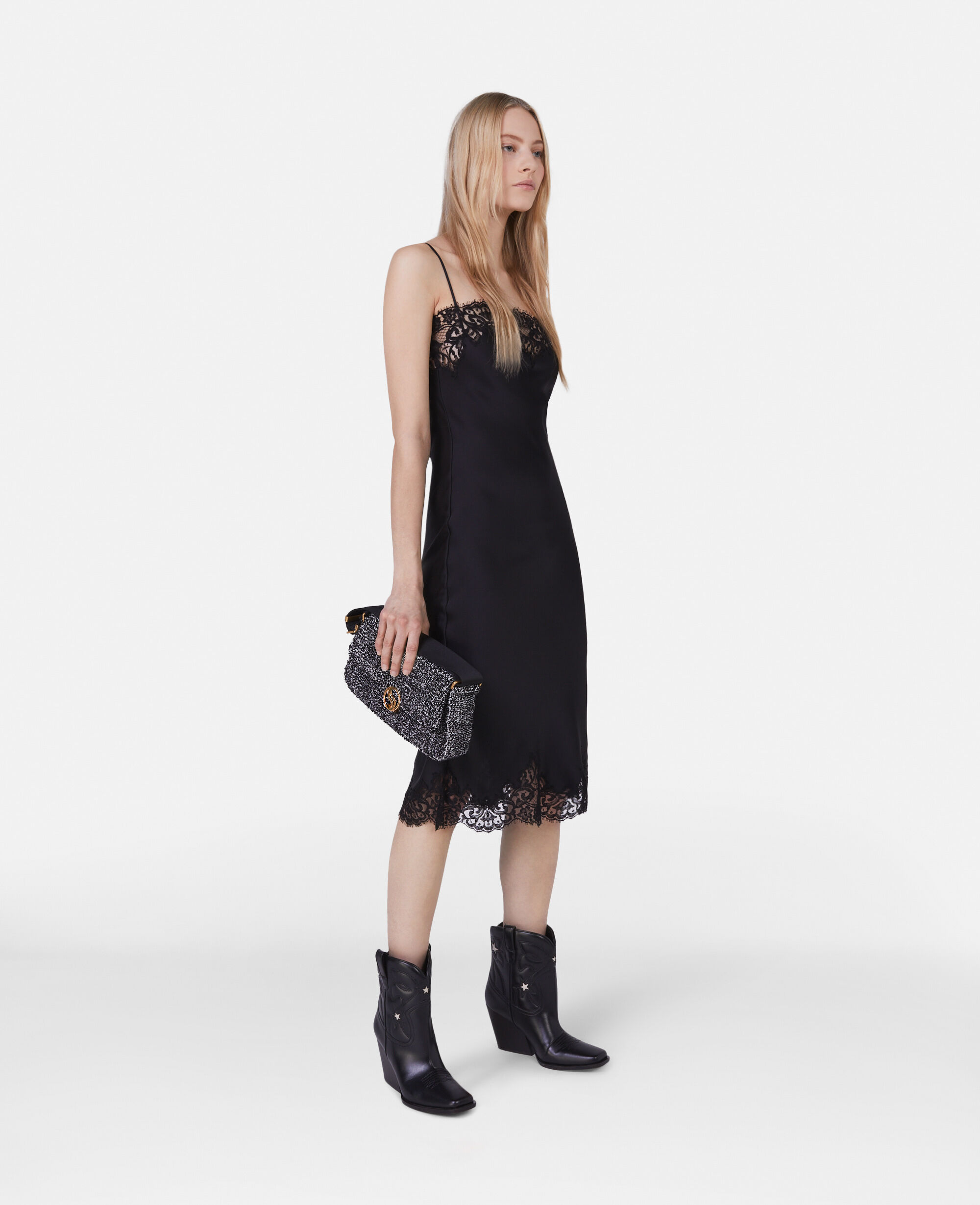 Women Black S-Wave Padded Tweed Shoulder Bag | Stella