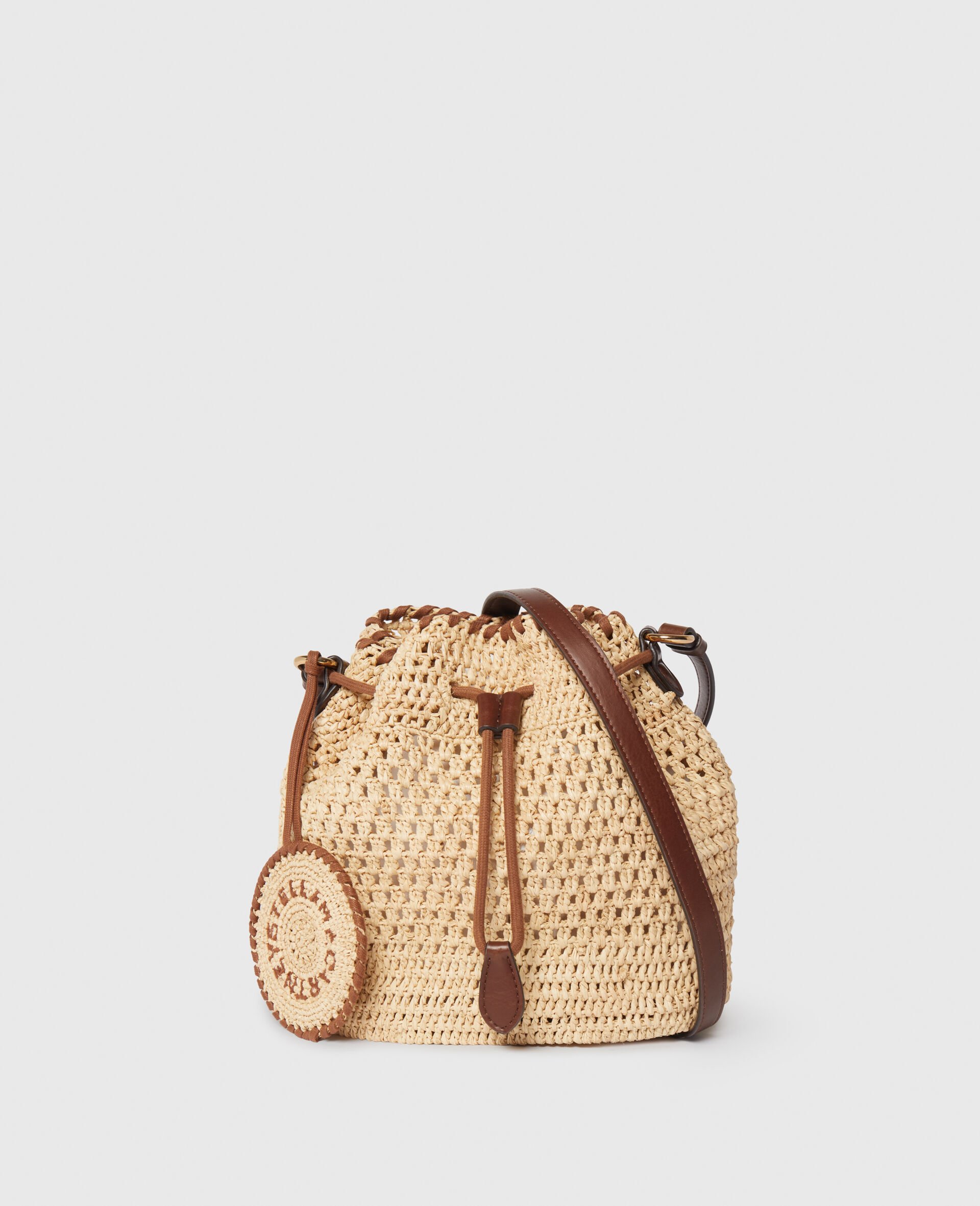 Falabella Raffia Crochet Bucket Bag-Brown-large image number 0