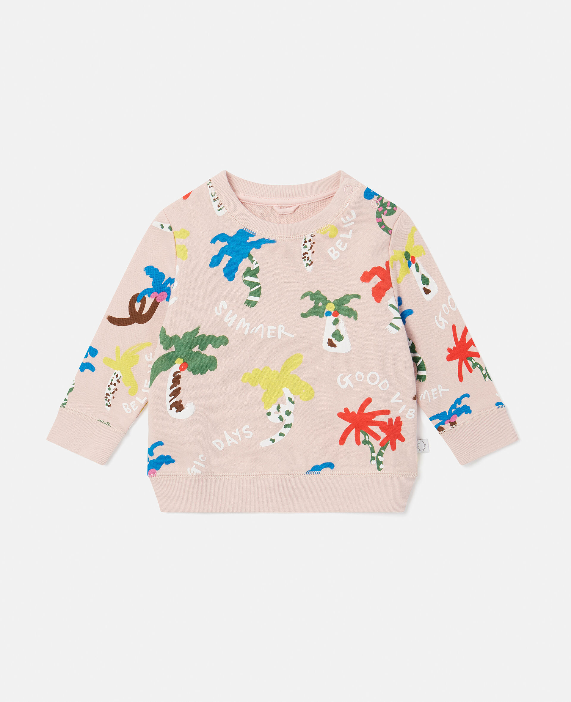 Palm Tree Print Sweatshirt-Pink-large
