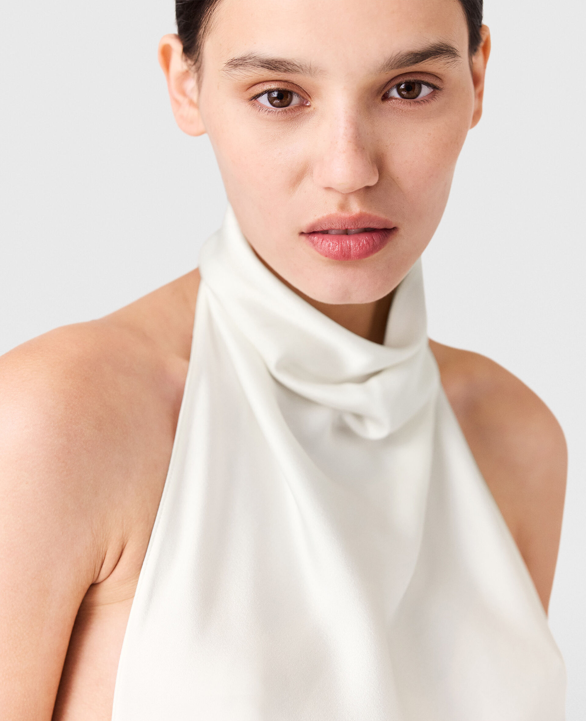 Satin halterneck Top-Red-large image number 2