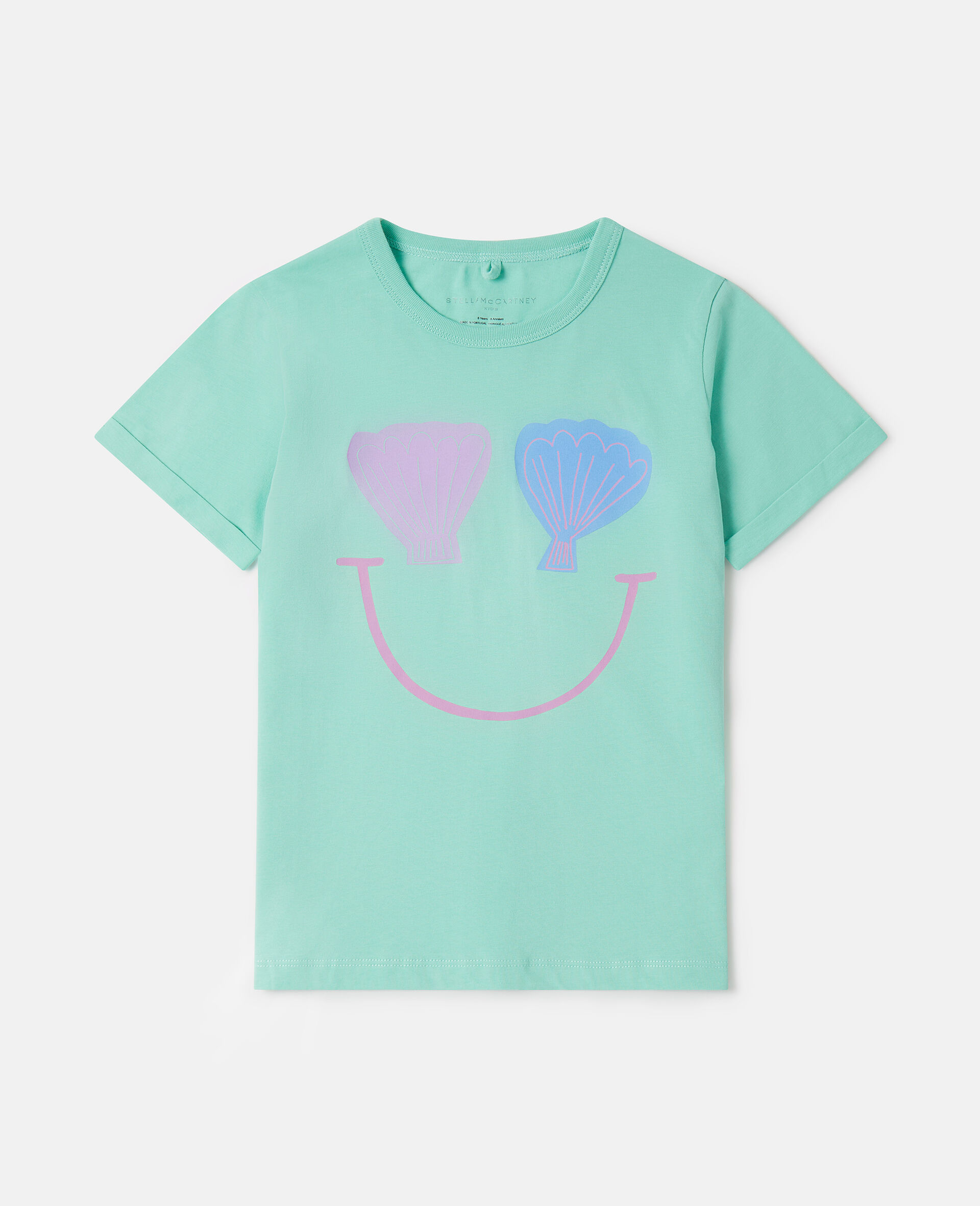 T-shirt con sorriso e conchiglia-Verde-medium
