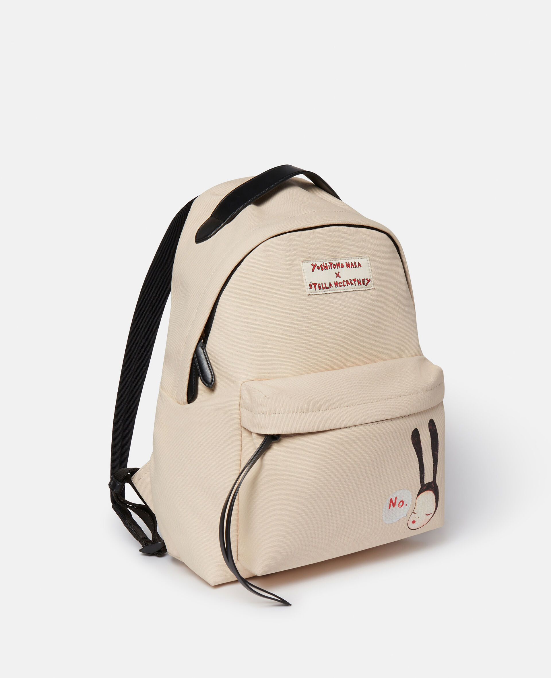 Little Black Bunny Print Backpack-Beige-large image number 2