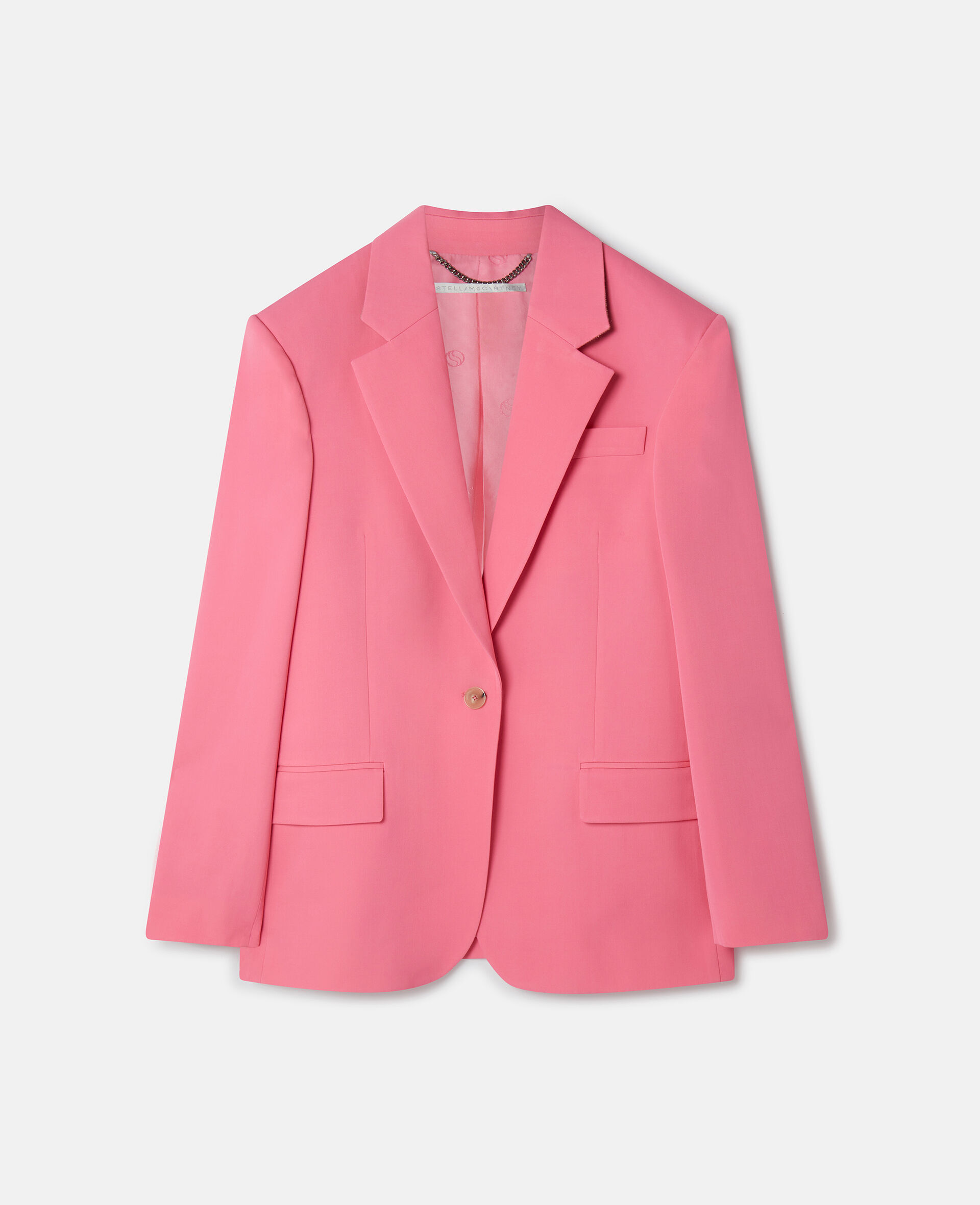 Wool Single-Breasted Blazer-Pink-medium