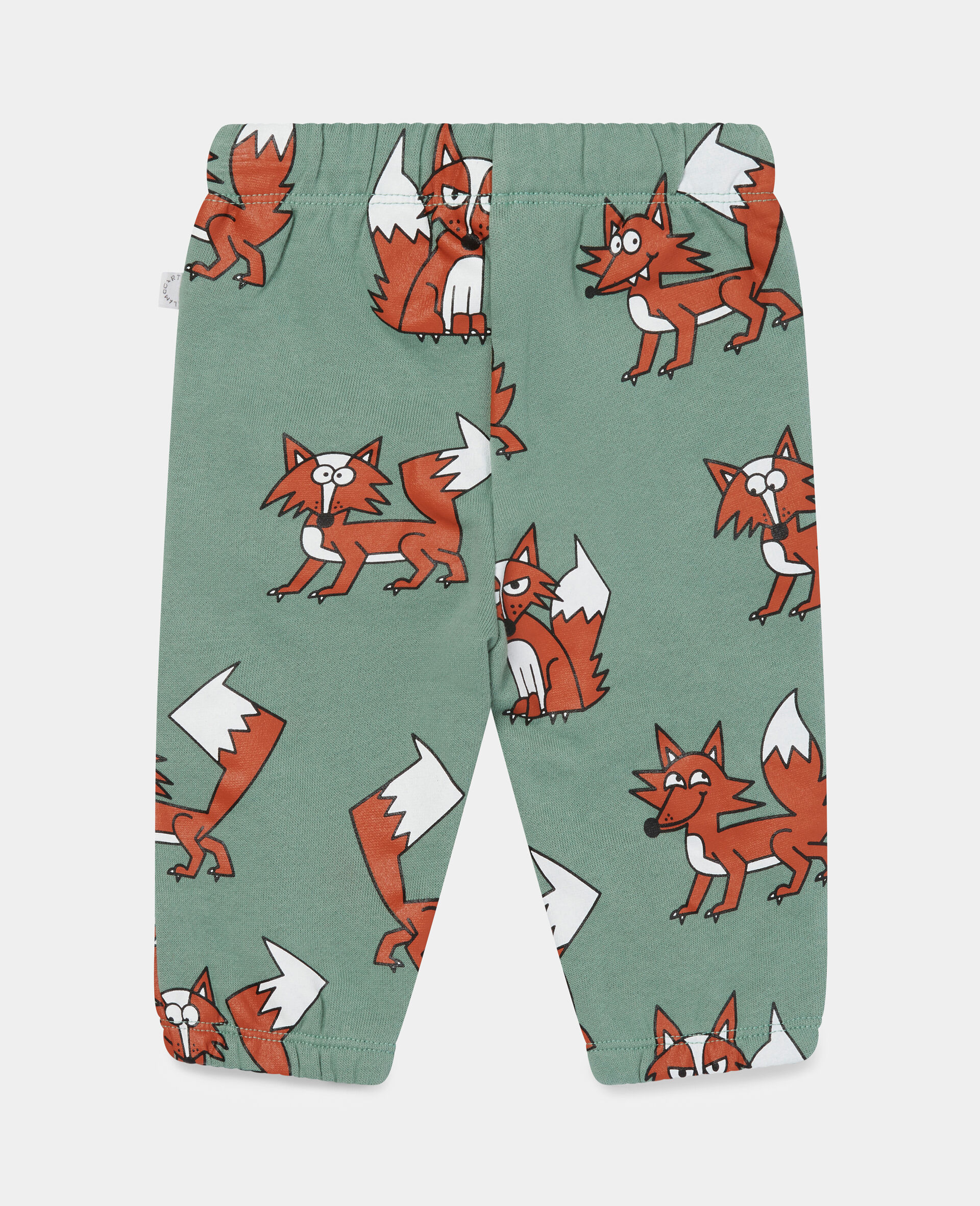 Cotton Fox Print Joggers-Green-large image number 3