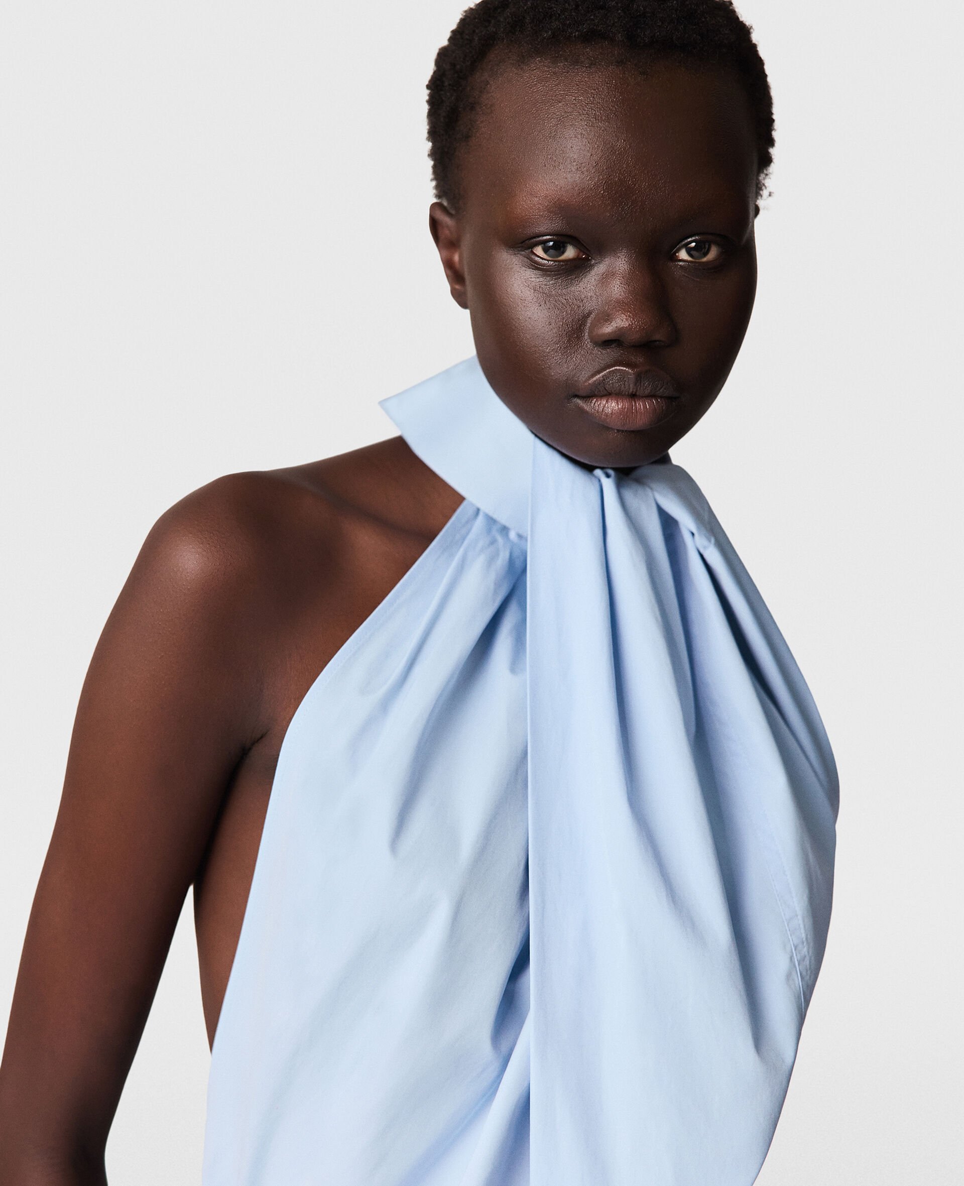 Halterneck Panel Sleeveless Top-Blue-large Halterneck Panel Sleeveless Top-Blue-large image number 3