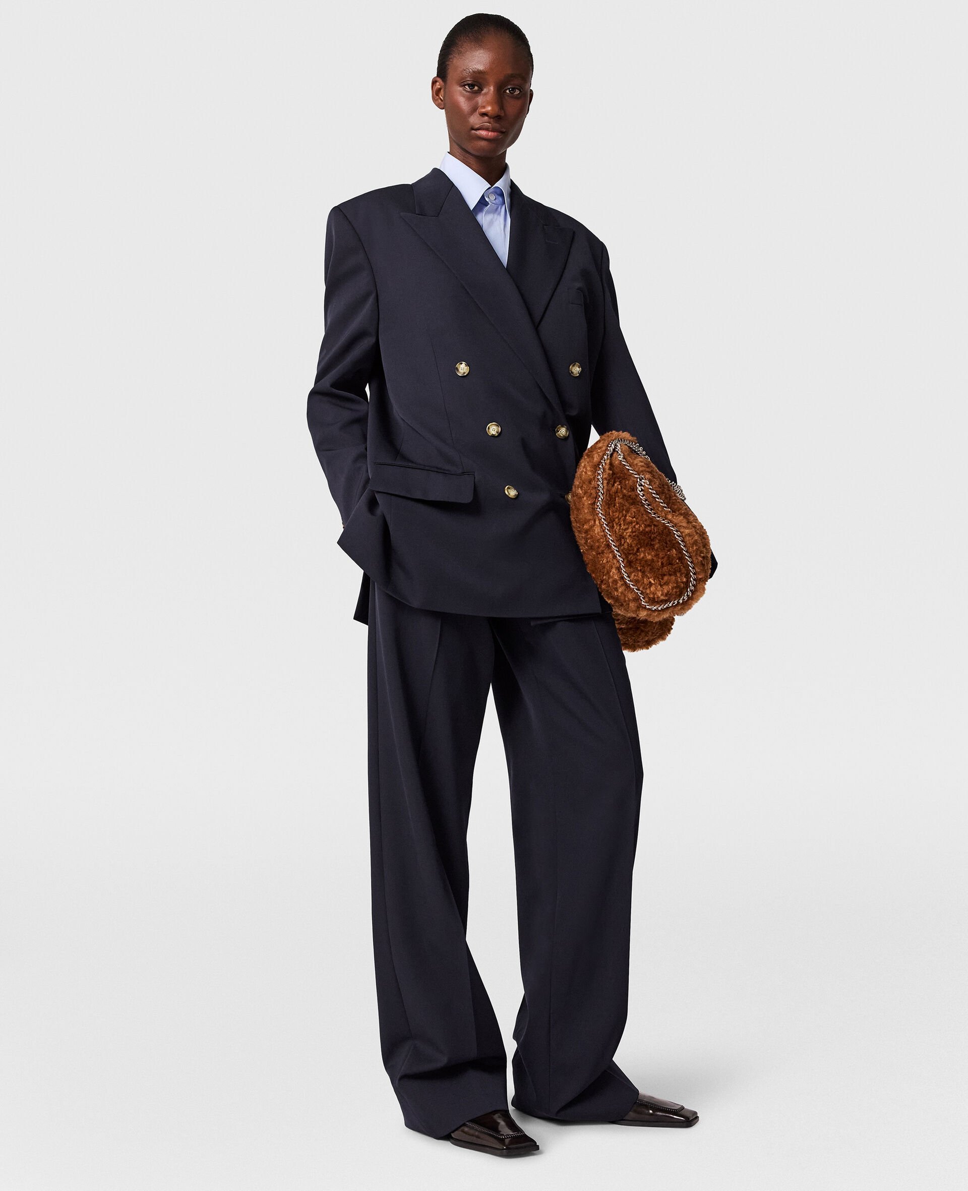 Oversized Double-Breasted Blazer-Blue-large image number 4