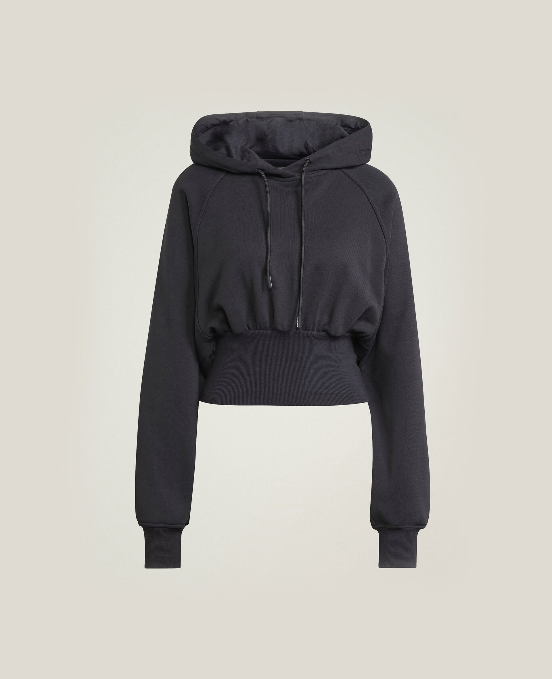 Logo Cropped Hoodie-Black-medium