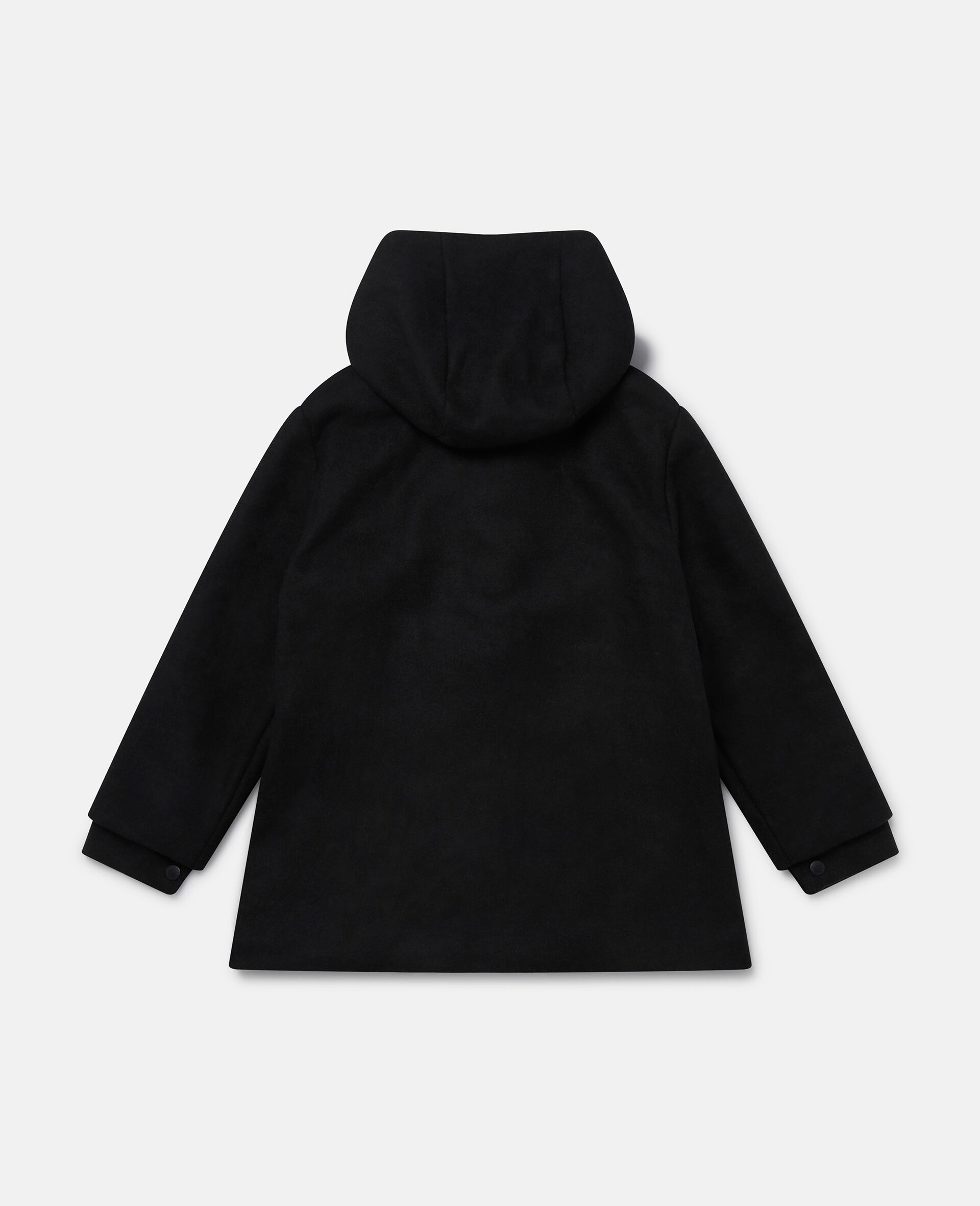 Tulip Embroidery Hooded Duffle Coat-Black-large image number 2