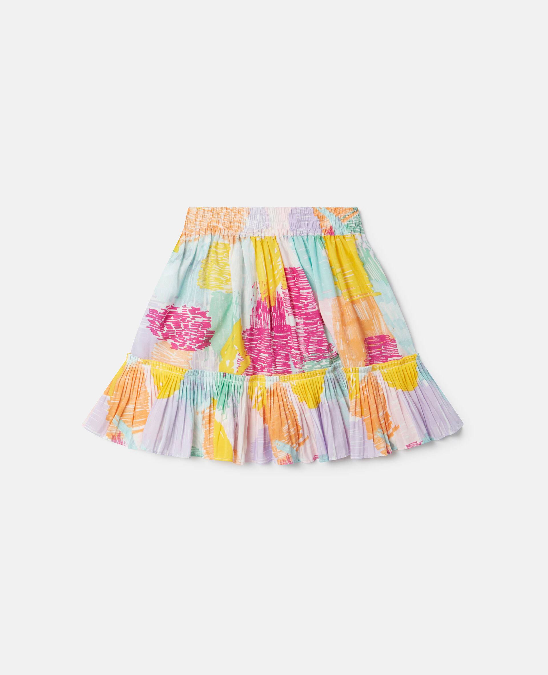 Abstract Doodle Print Ruffle Skater Skirt-Multicolour-large image number 2