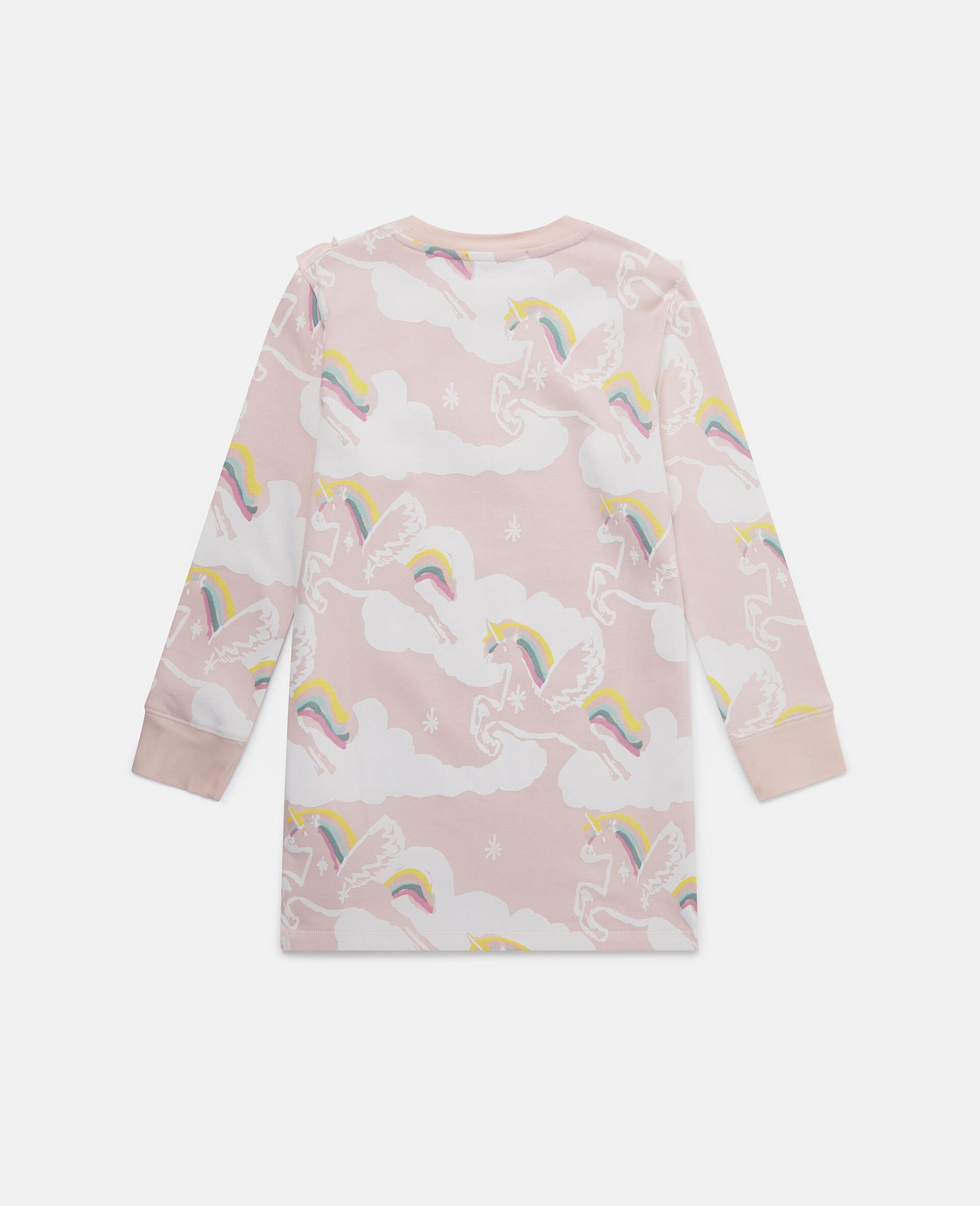 Rainbow Unicorn Cloud Print Sweater Dress-Blue-large Rainbow Unicorn Cloud Print Sweater Dress-Blue-large image number 2