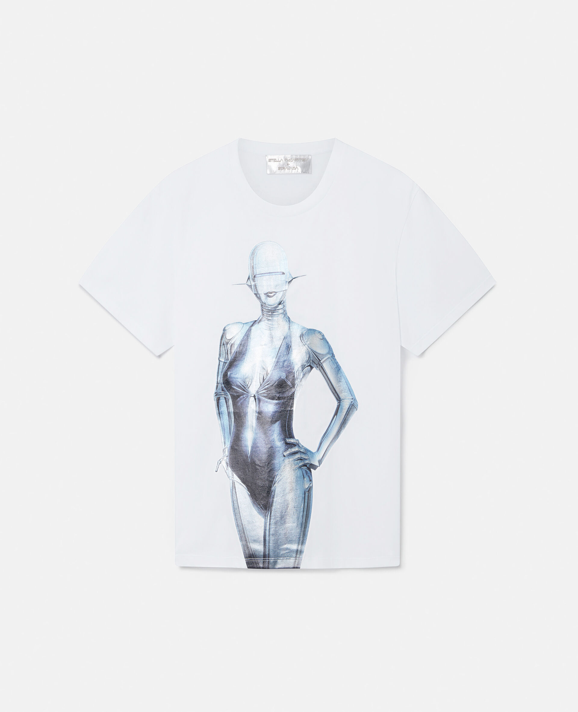 Oversize-T-Shirt aus Biobaumwolle mit Sexy Robot-Motiv-Weiß-model