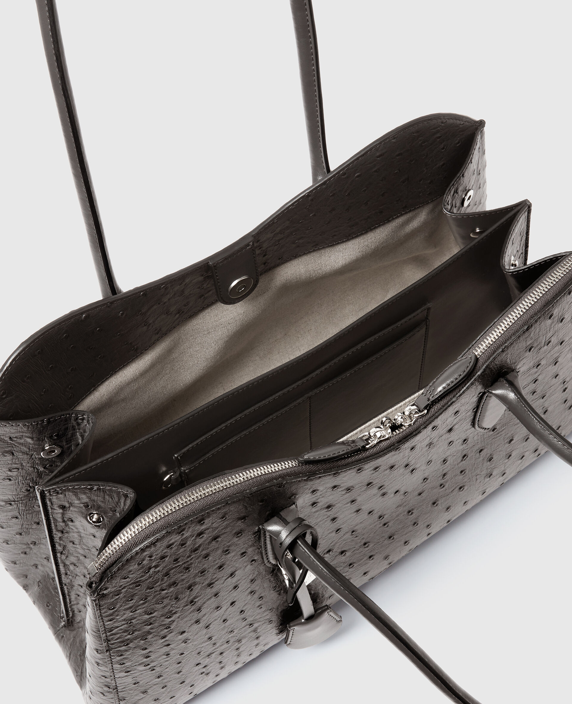 Borsa Tote per Laptop Ryder Effetto Struzzo-Grigio-large image number 4