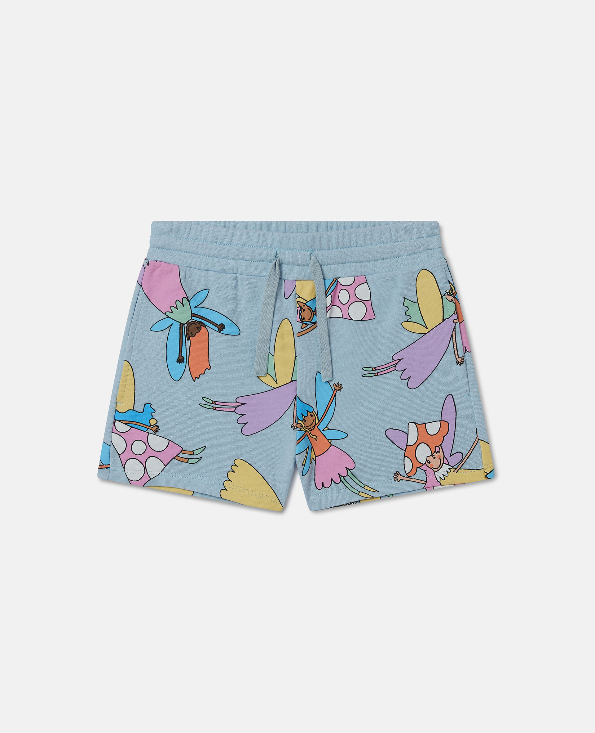 Fairies Print Drawstring Shorts -Blue-large image number 0