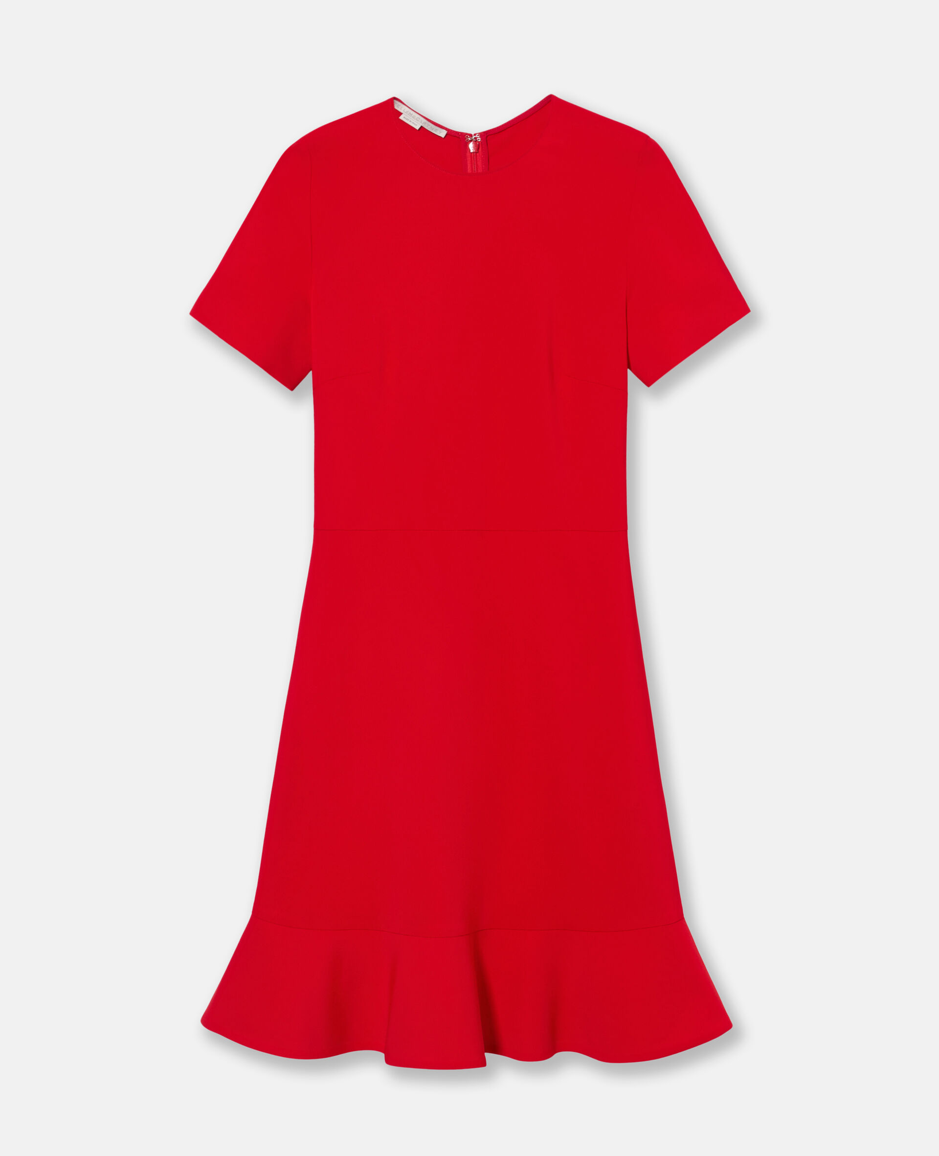 Frilled Short Sleeve Midi Dress-Red-large image number 0