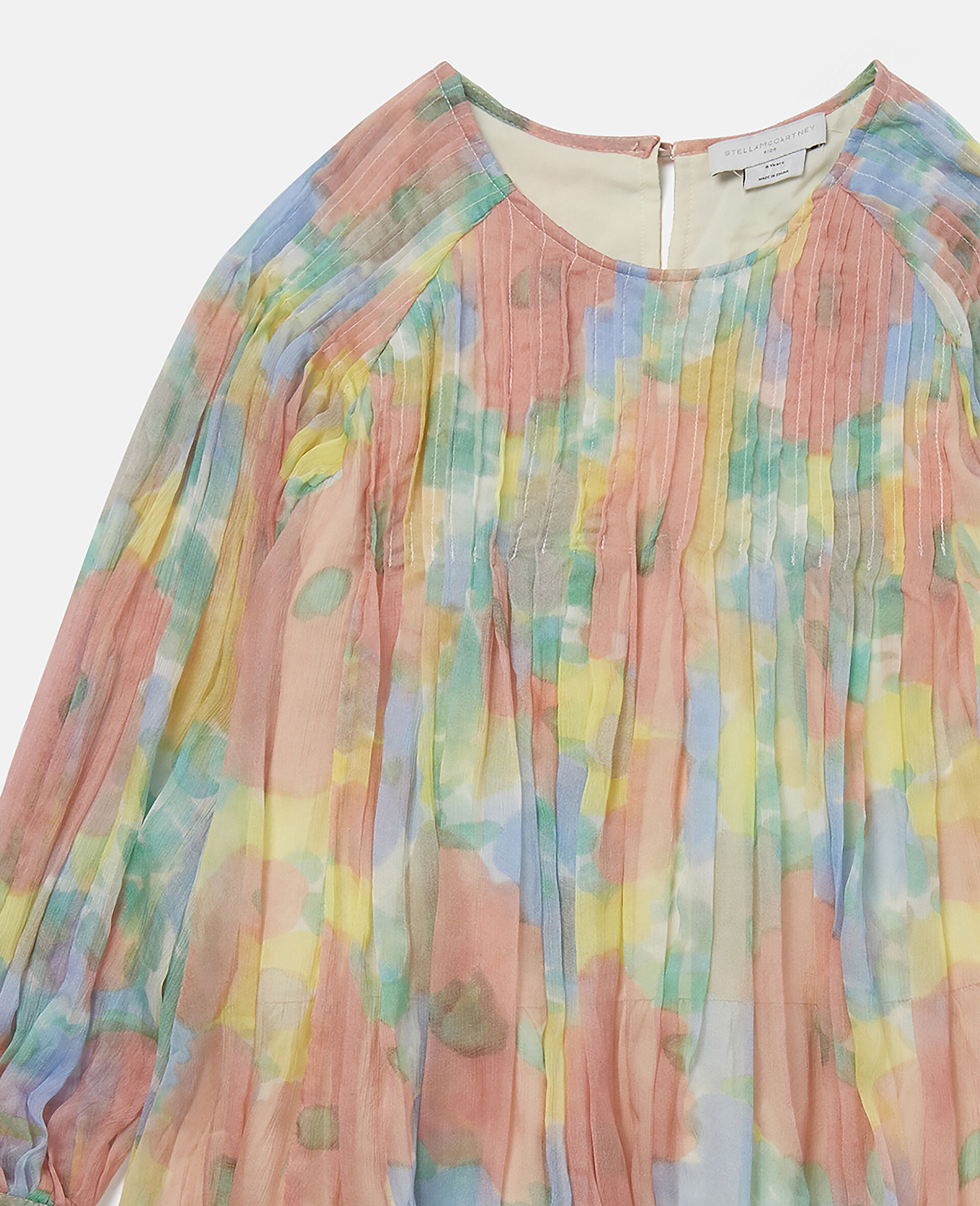 Georgette Flower Silk Dress-Multicoloured-large image number 1