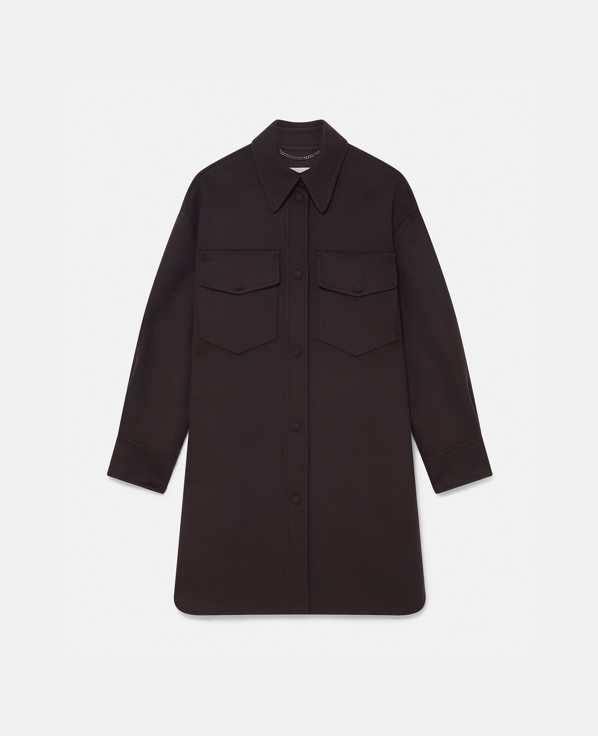 Camicia Double Face a Maniche Lunghe-Marrone-large image number 0