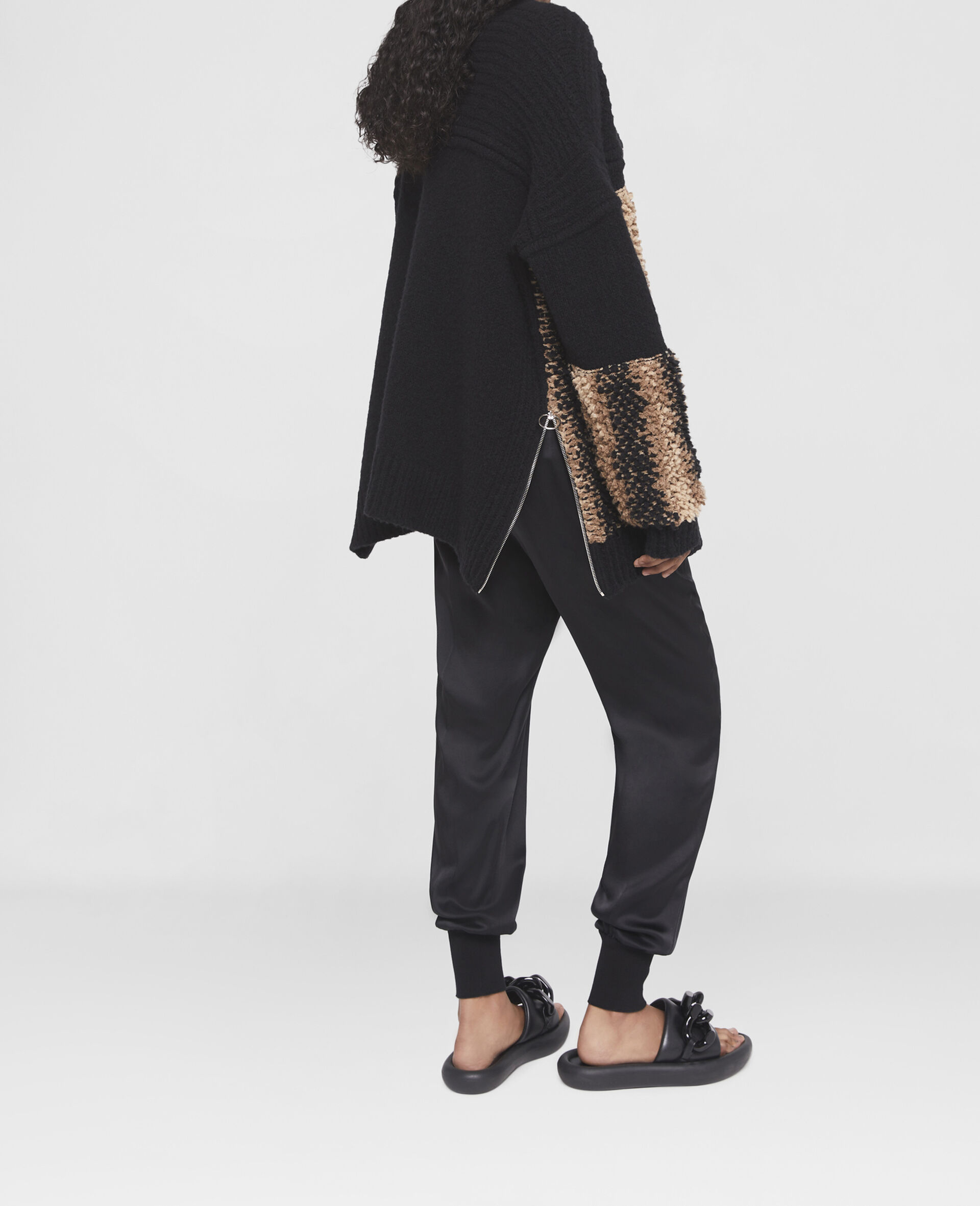 Stretch Cady Tailored Trousers-Black-model