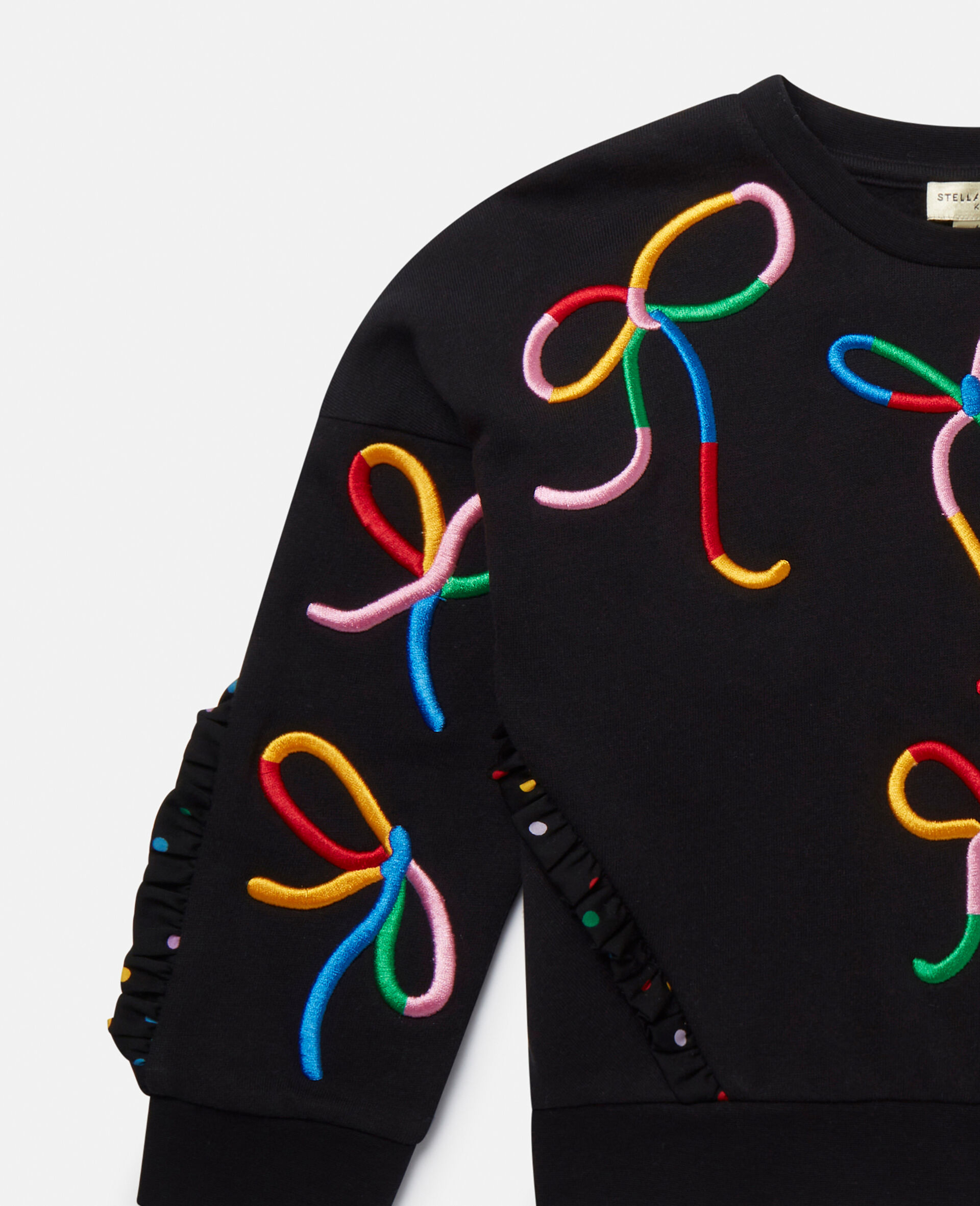 Ribbon Print Frilled Sweatshirt-Multicolour-large Ribbon Print Frilled Sweatshirt-Multicolour-large image number 1