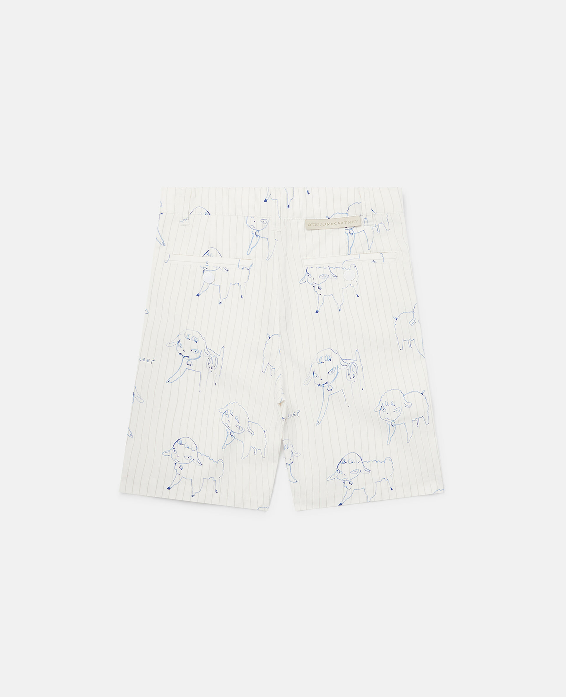 'Untitled' Print Pinstripe Shorts-White-large image number 1