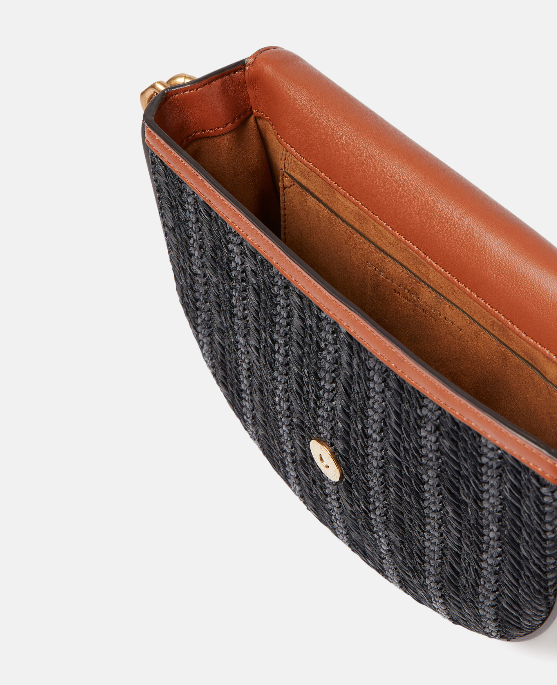 Frayme Woven Raffia Medium Flap Shoulder Bag-Black-large image number 4