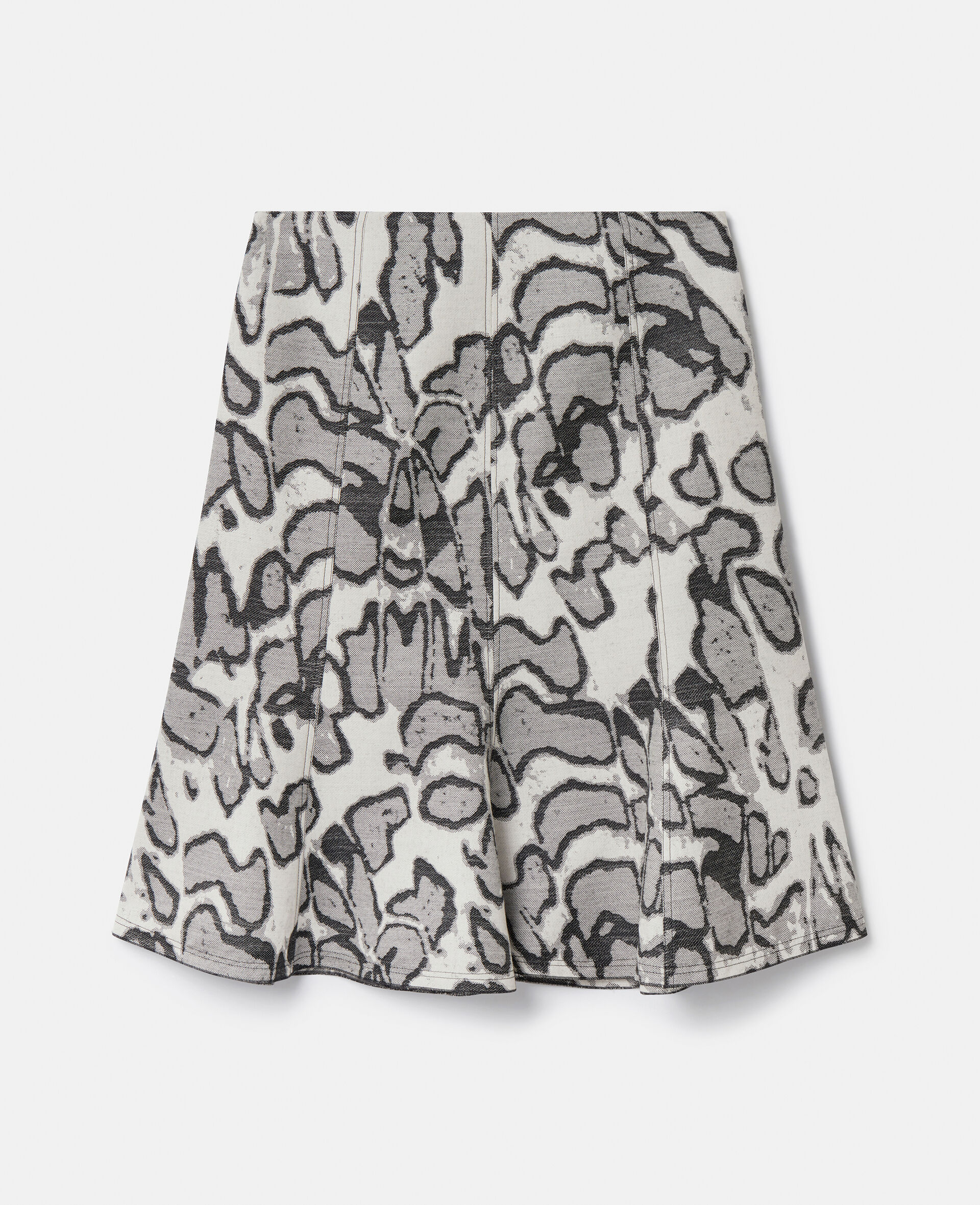 Abstract Moth Jacquard Belted Skirt-Grey-medium