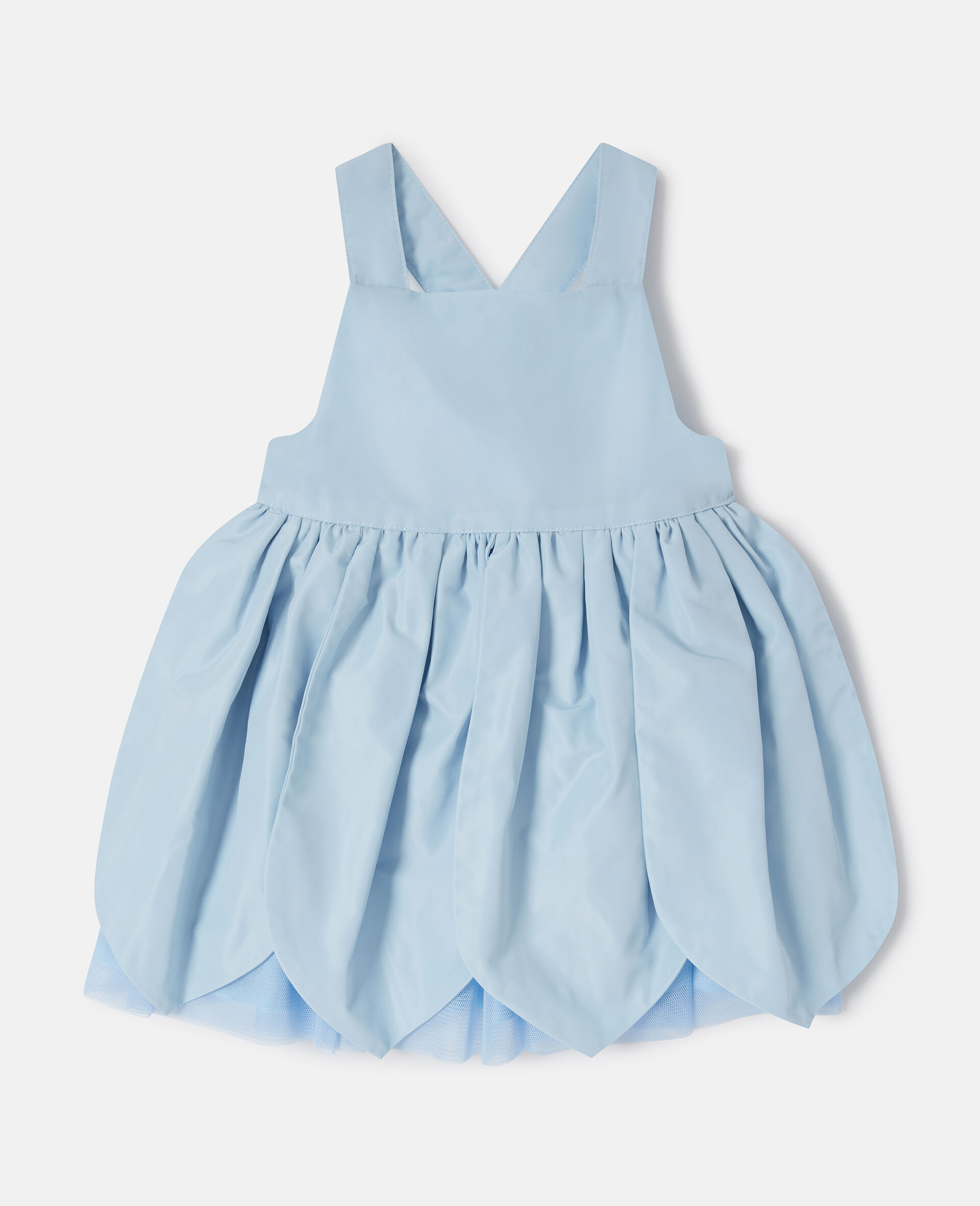 Petals Sleeveless Panelled Tulle Dress-Blue-large image number 0