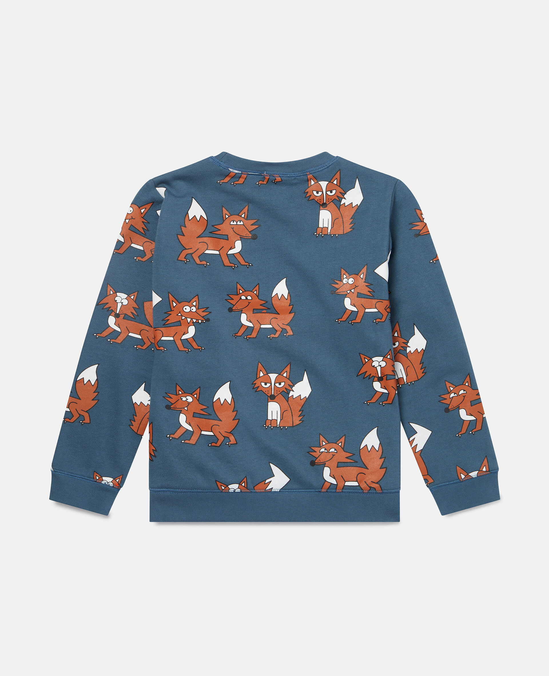 Fox Print Cotton Fleece Sweatshirt-Blue-large image number 2