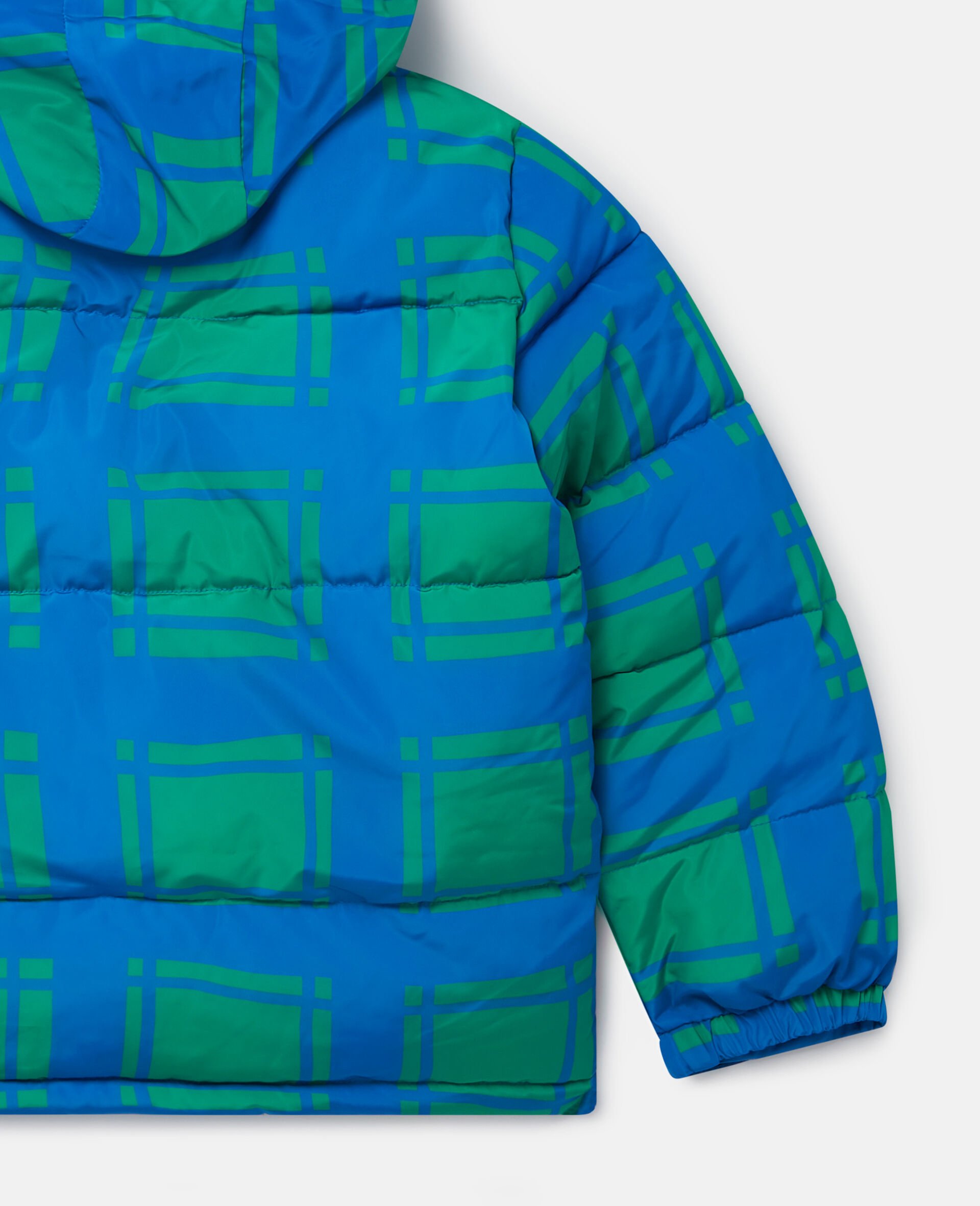 Sunshine Face Checked Puffer Coat-Blue-large image number 3