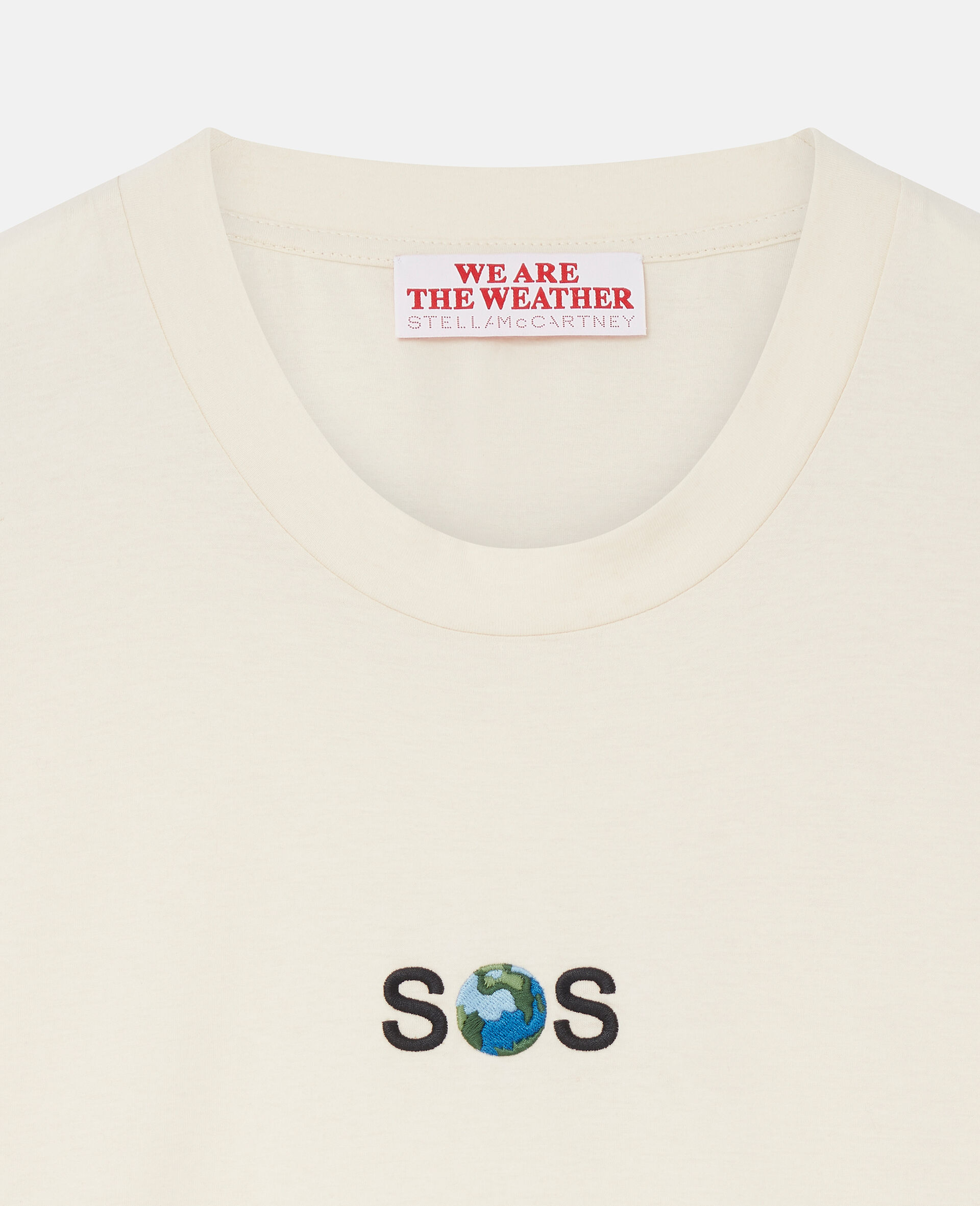 SOS Embroidered Short-Sleeve T-Shirt-Cream-large image number 2