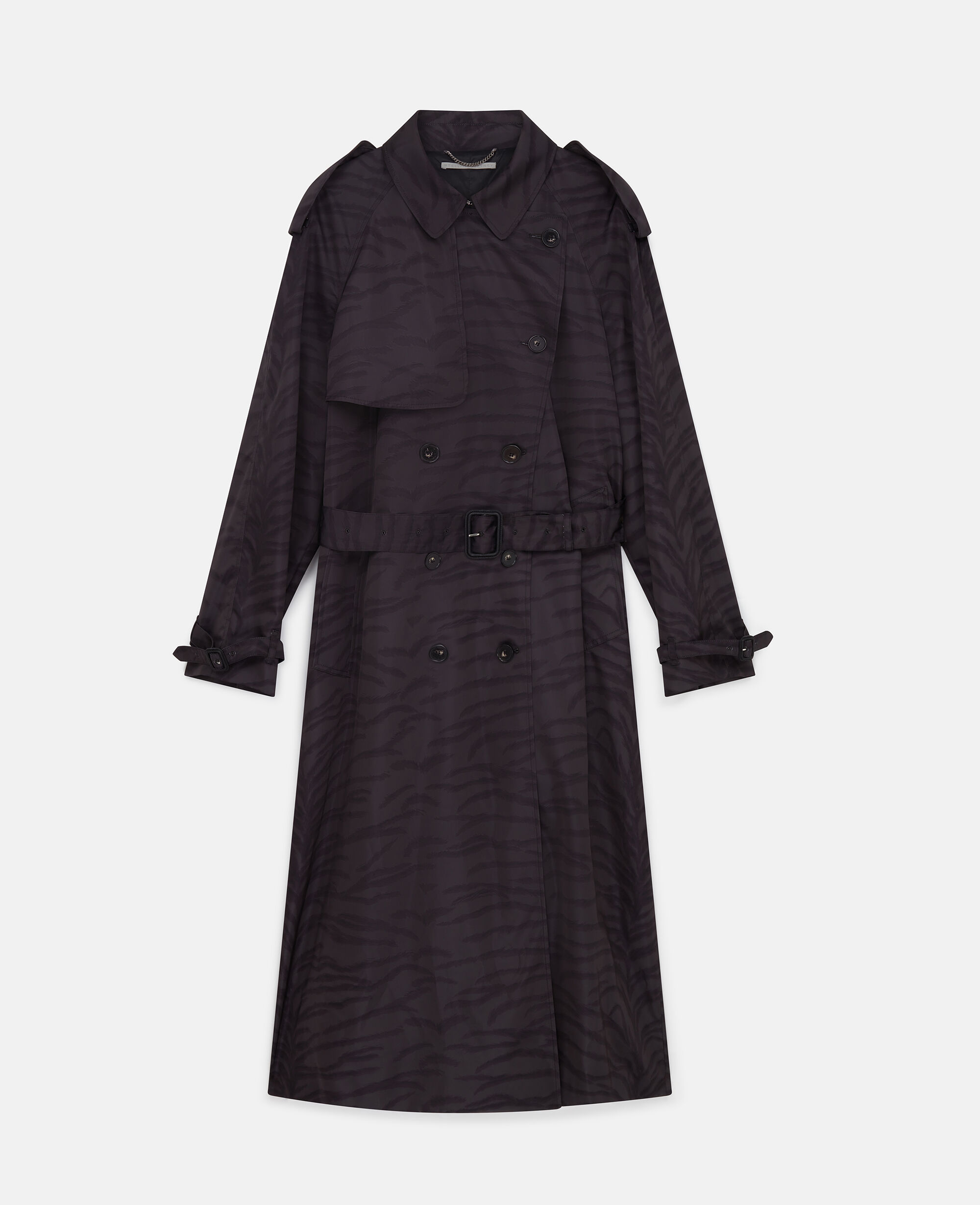 Women Black tiger print Tiger Print Belted Trench Coat Stella McCartney ES