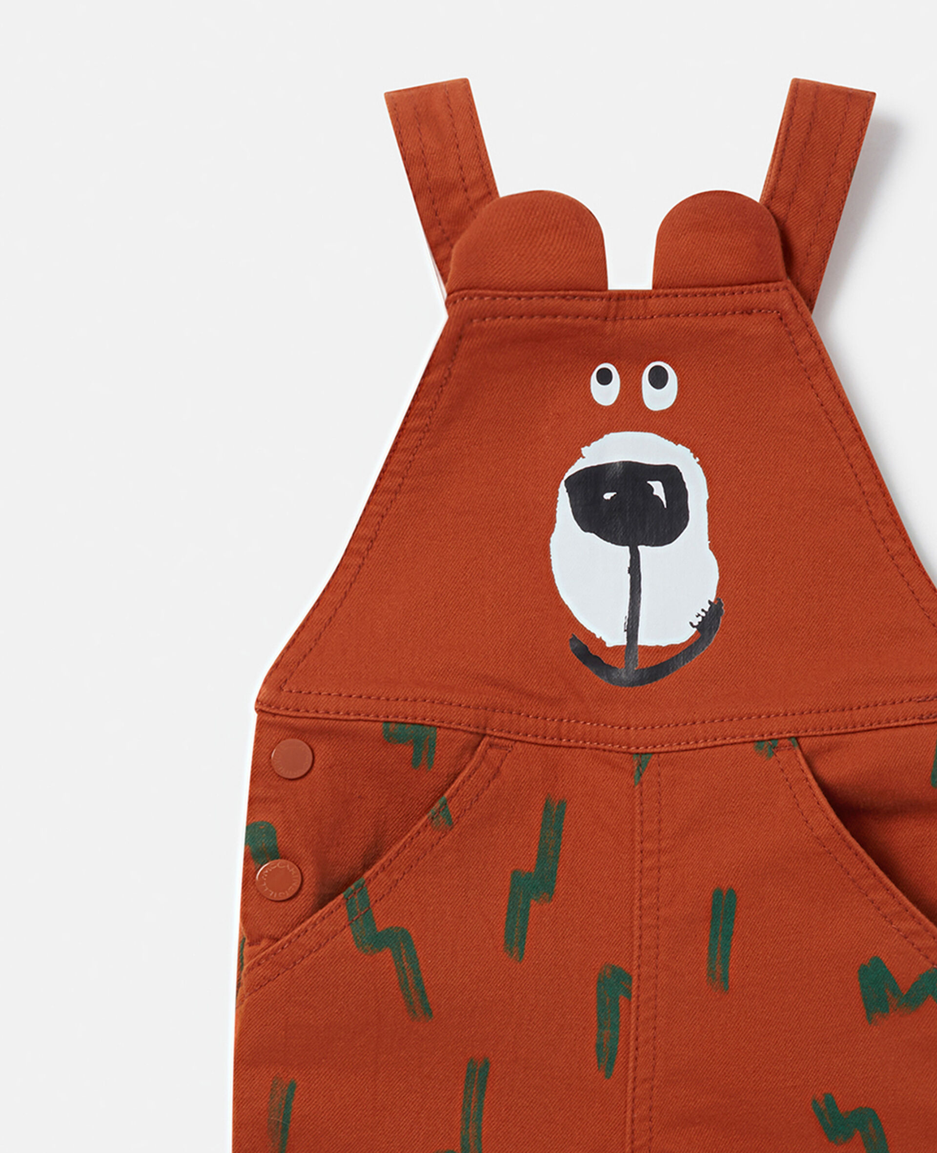 Bear Print Dungarees-Brown-large image number 1