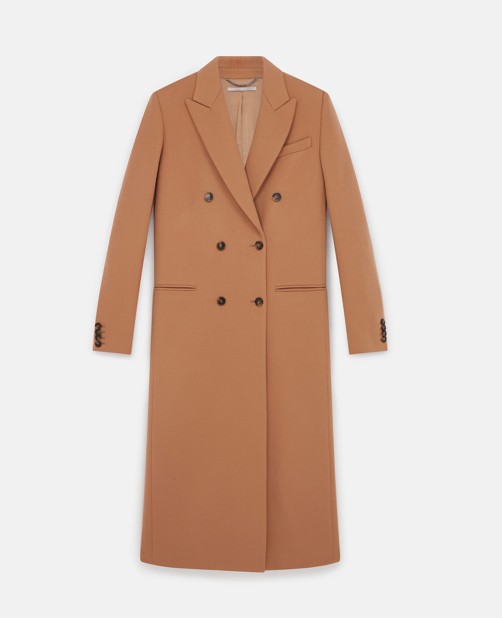 Double Breasted Longline Coat-Beige-large image number 0