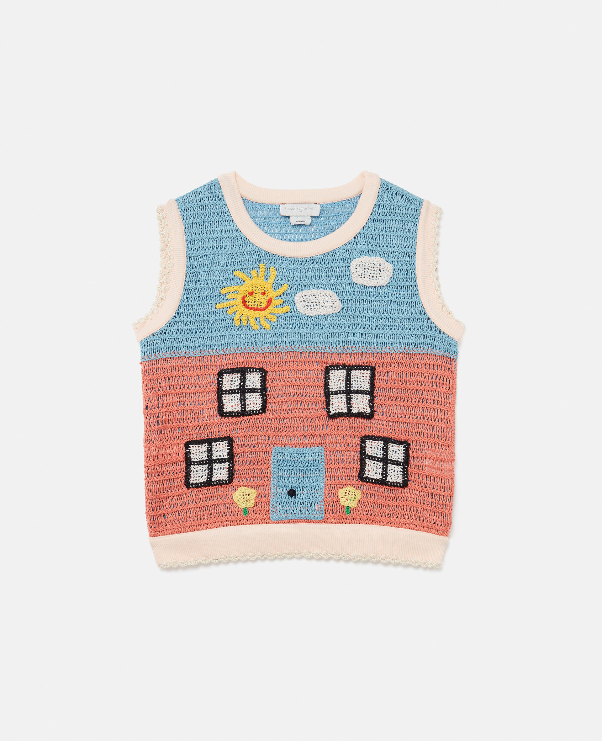 Farmyard Appliqué Knitted Sweater Vest-Multicolour-medium